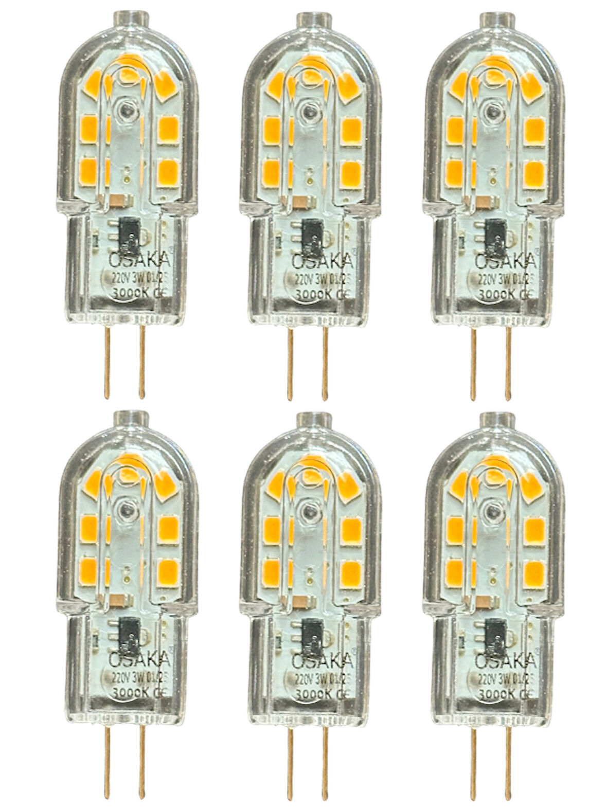 (6 Adet) Osaka 3W Sarı Işık (3000K) G4 Duylu Led Kapsül Ampul