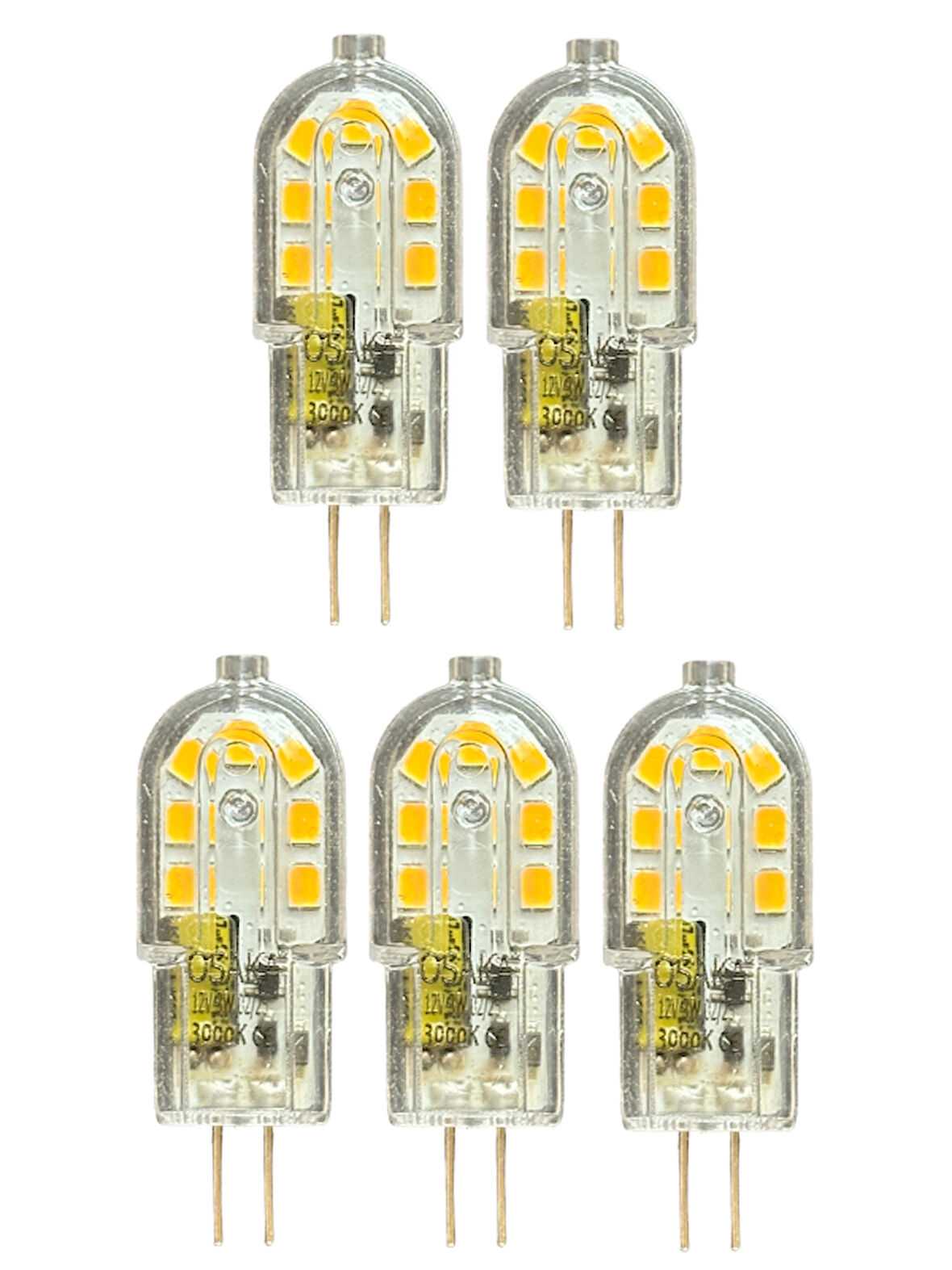 (5 Adet) Osaka 12Volt 3W Sarı Işık (3000K) G4 Duylu Led Kapsül Ampul