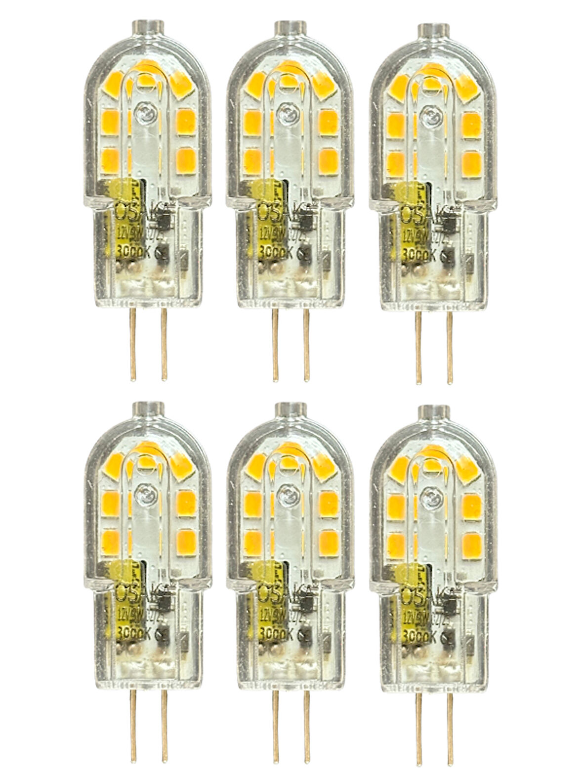 (6 Adet) Osaka 12Volt 3W Sarı Işık (3000K) G4 Duylu Led Kapsül Ampul