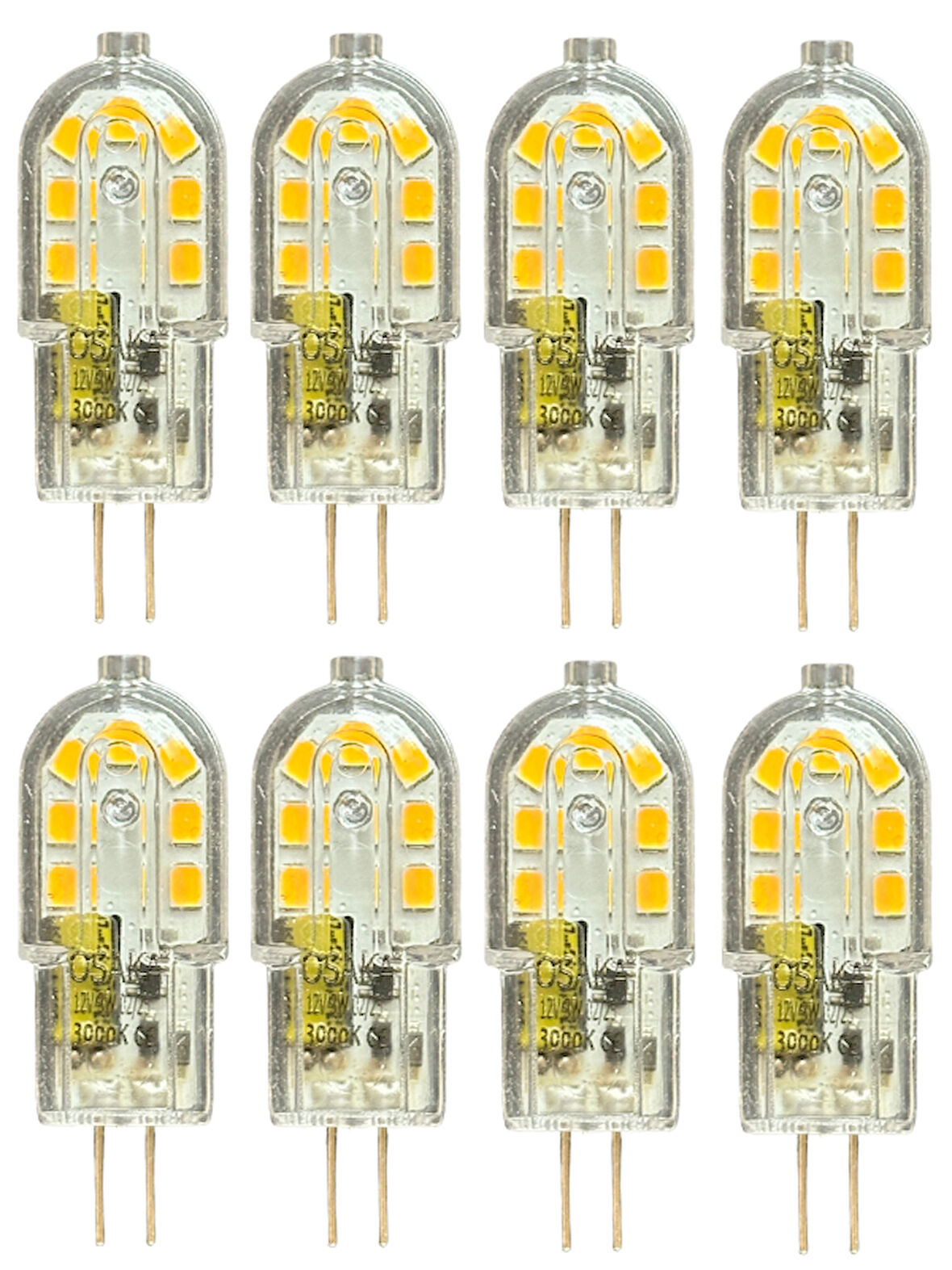 (8 Adet) Osaka 12Volt 3W Sarı Işık (3000K) G4 Duylu Led Kapsül Ampul