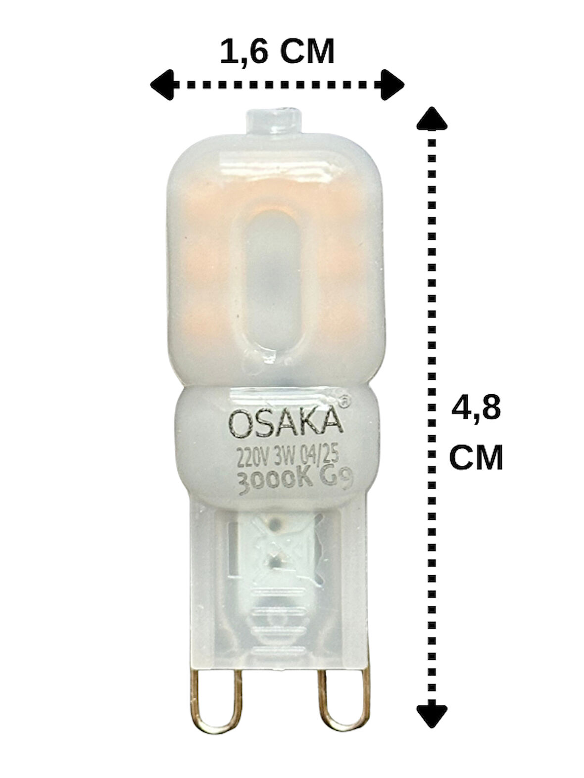 (1 Adet) Osaka 3W Sarı Işık (3000K) Buzlu Dim Edilebilir G9 Duylu Led Kapsül Ampul