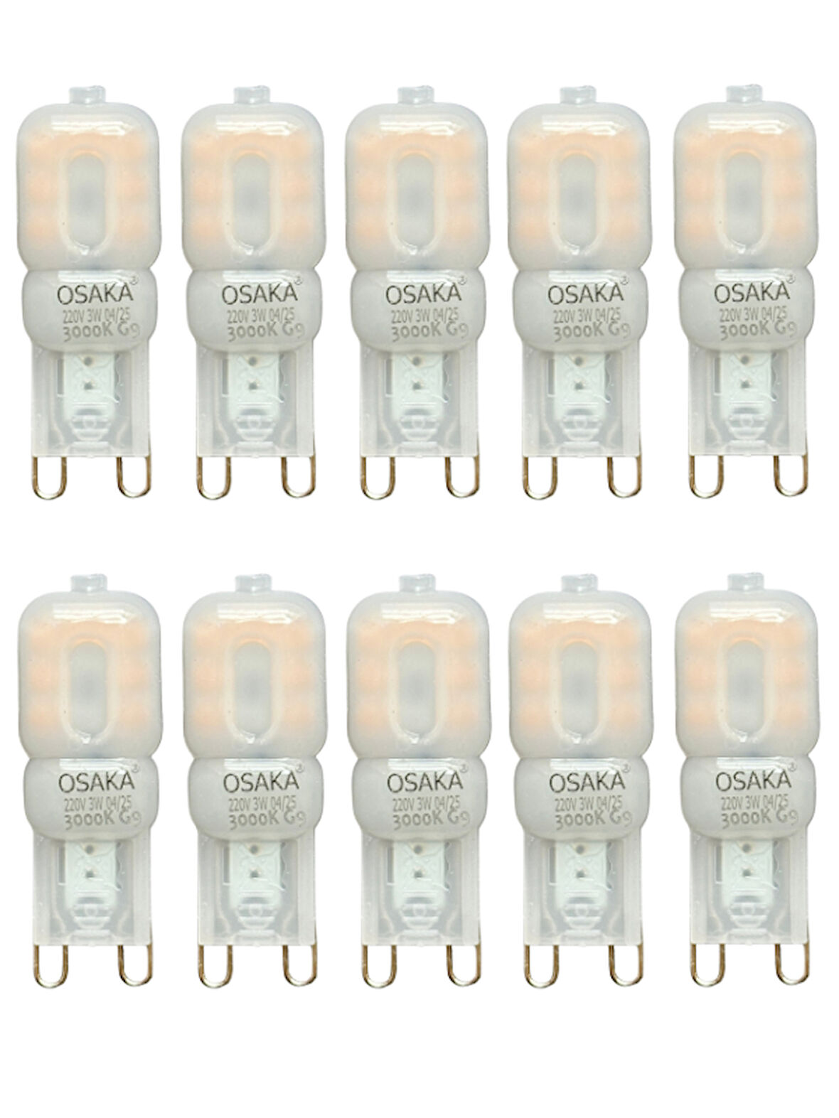 (10 Adet) Osaka 3W Sarı Işık (3000K) Buzlu Dim Edilebilir G9 Duylu Led Kapsül Ampul