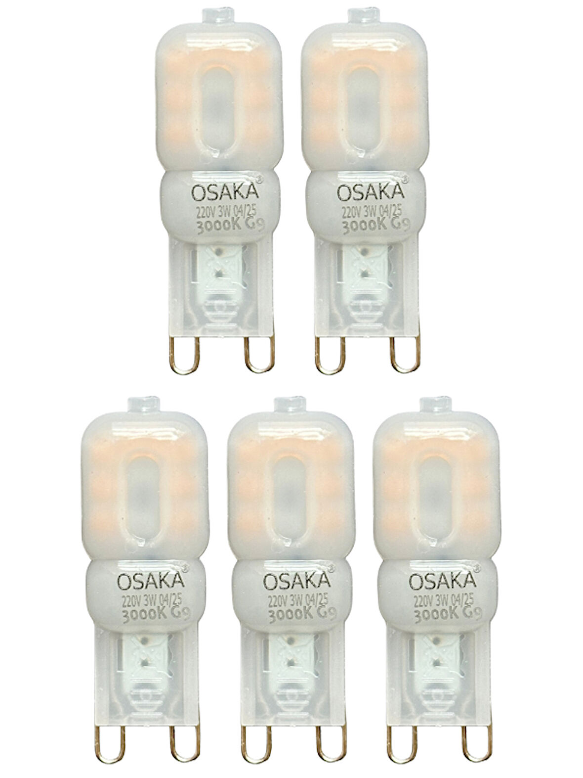 (5 Adet) Osaka 3W Sarı Işık (3000K) Buzlu Dim Edilebilir G9 Duylu Led Kapsül Ampul