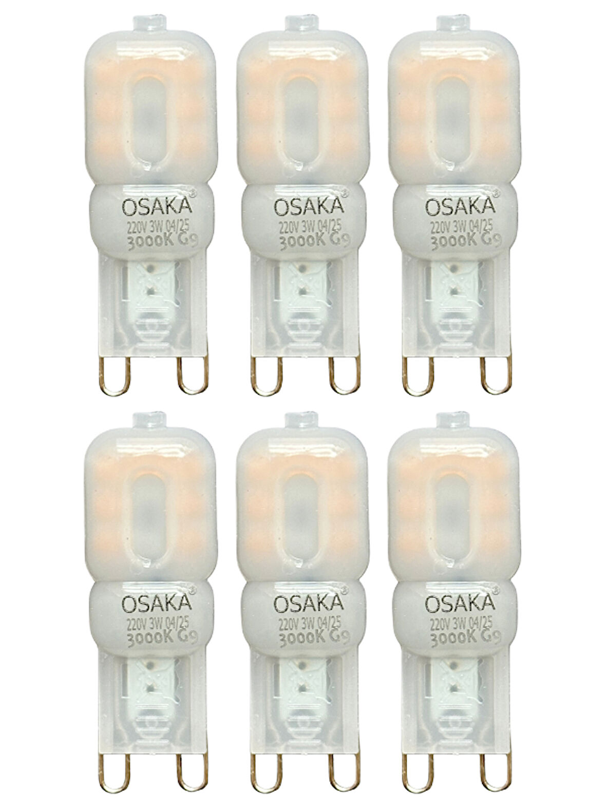 (6 Adet) Osaka 3W Sarı Işık (3000K) Buzlu Dim Edilebilir G9 Duylu Led Kapsül Ampul