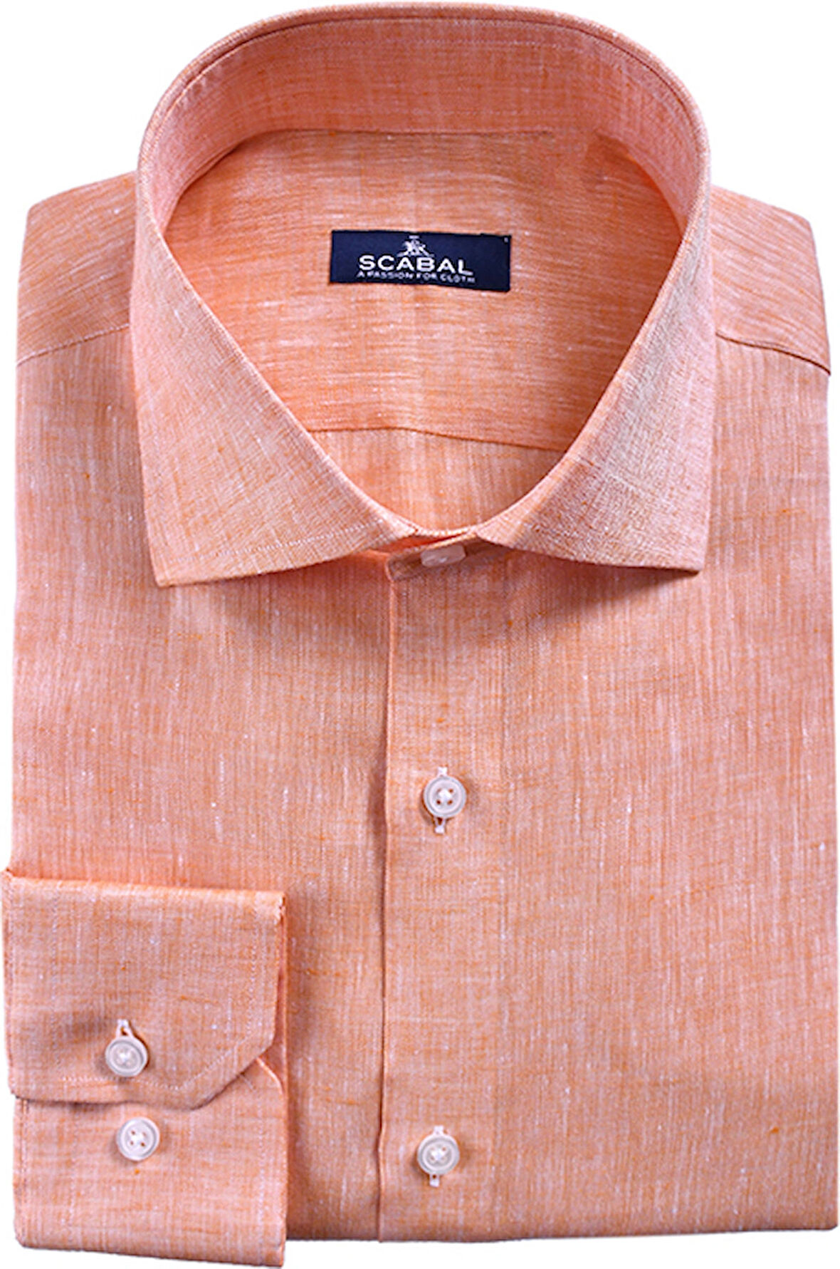 Erkek Somon Rengi %100 Keten Gömlek