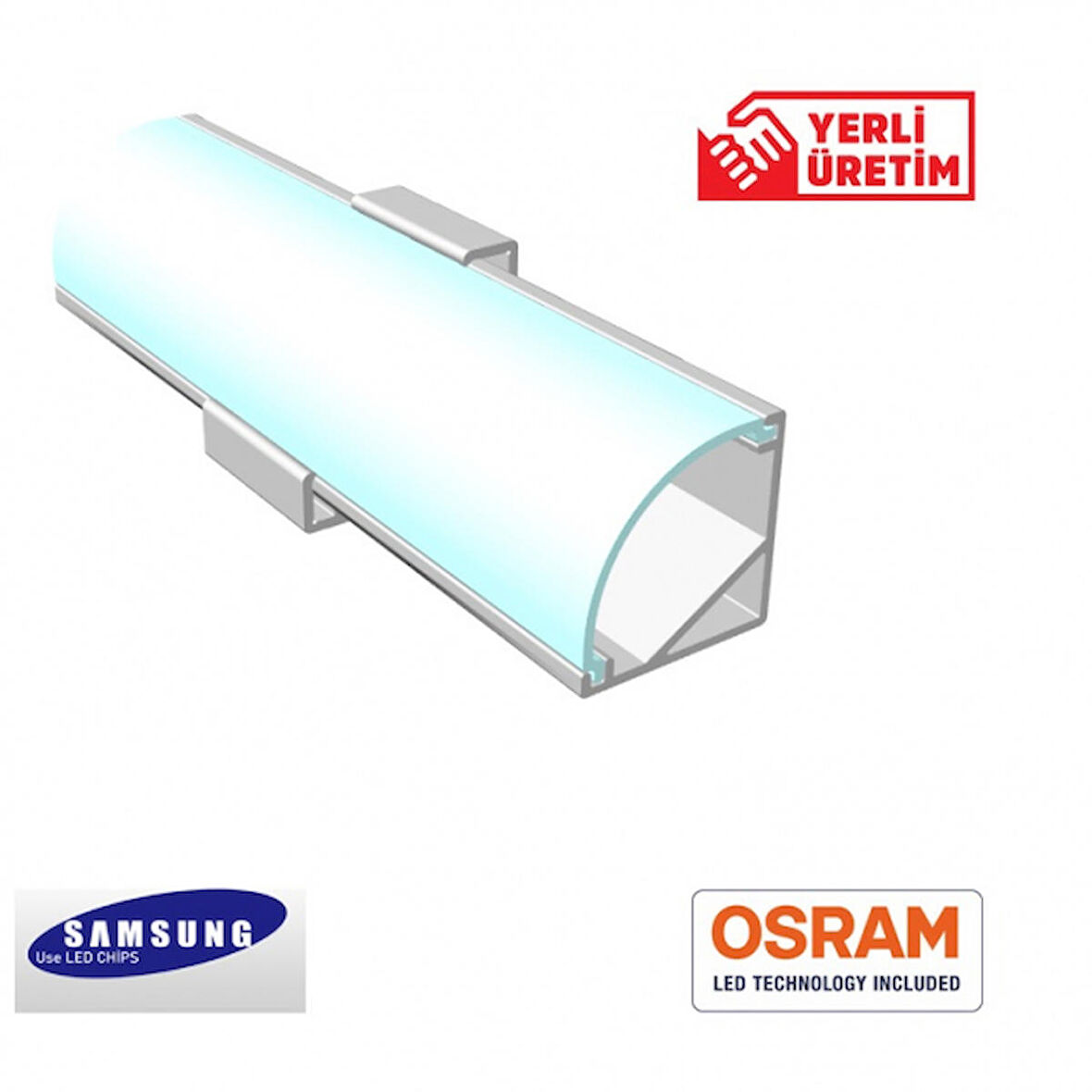 Arge Led Mutfak Dolabı ve Tezgah Altı Bombe Difüzörlü  Köşe Bar LED 12V 3000K 50cm