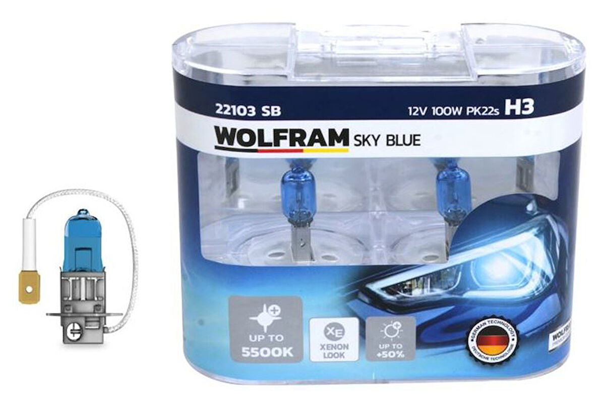 H3 12V 100W AMPUL SKY BLUE WHITE BEYAZ IŞIK