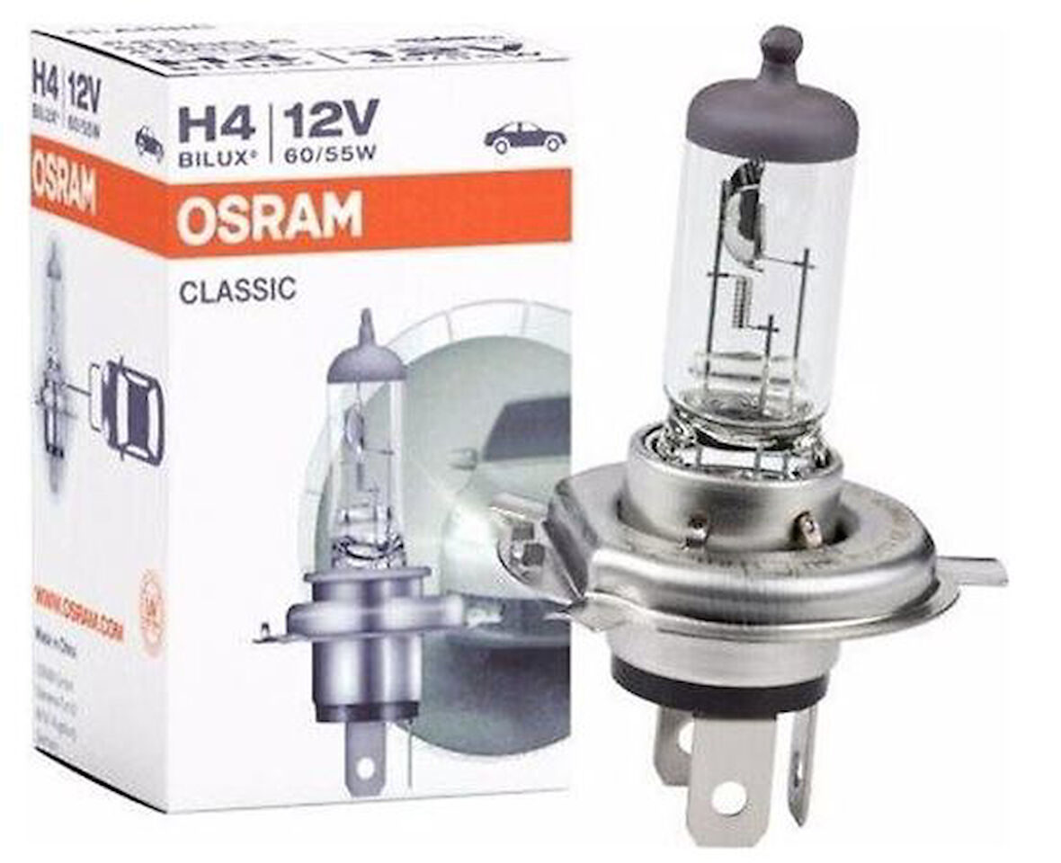 H4 12V 55 60W HALOGEN TIRNAKLI 43T FAR AMPULÜ CLASİCC