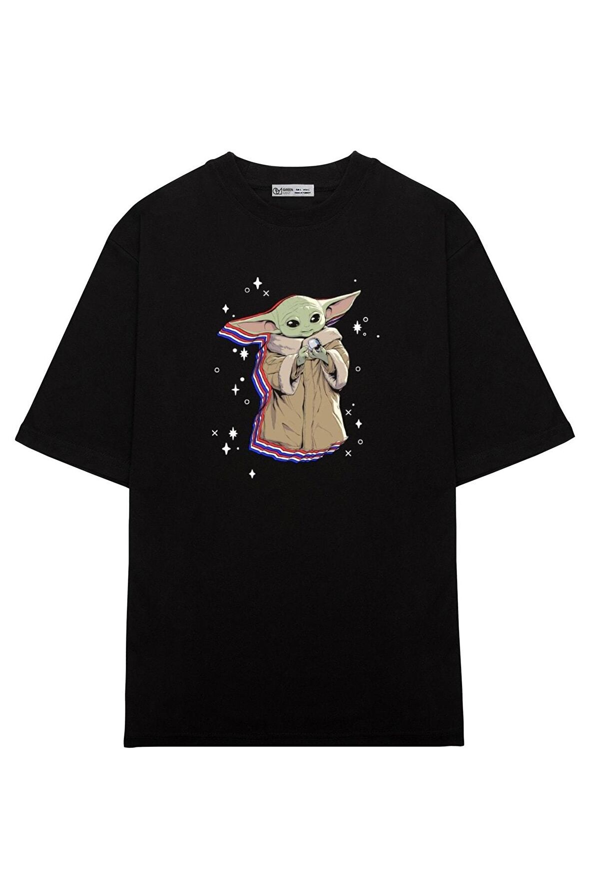 Unisex Oversize T-shirt The Mandalorian Red White And Blue Shadow Grogu