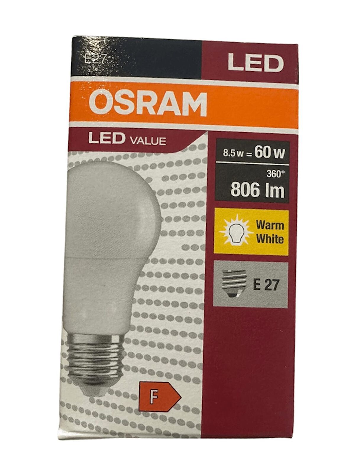 Osram 8.5W (60W) Sarı Işık E27 Duylu Klasik Led Ampul (10 Adet)