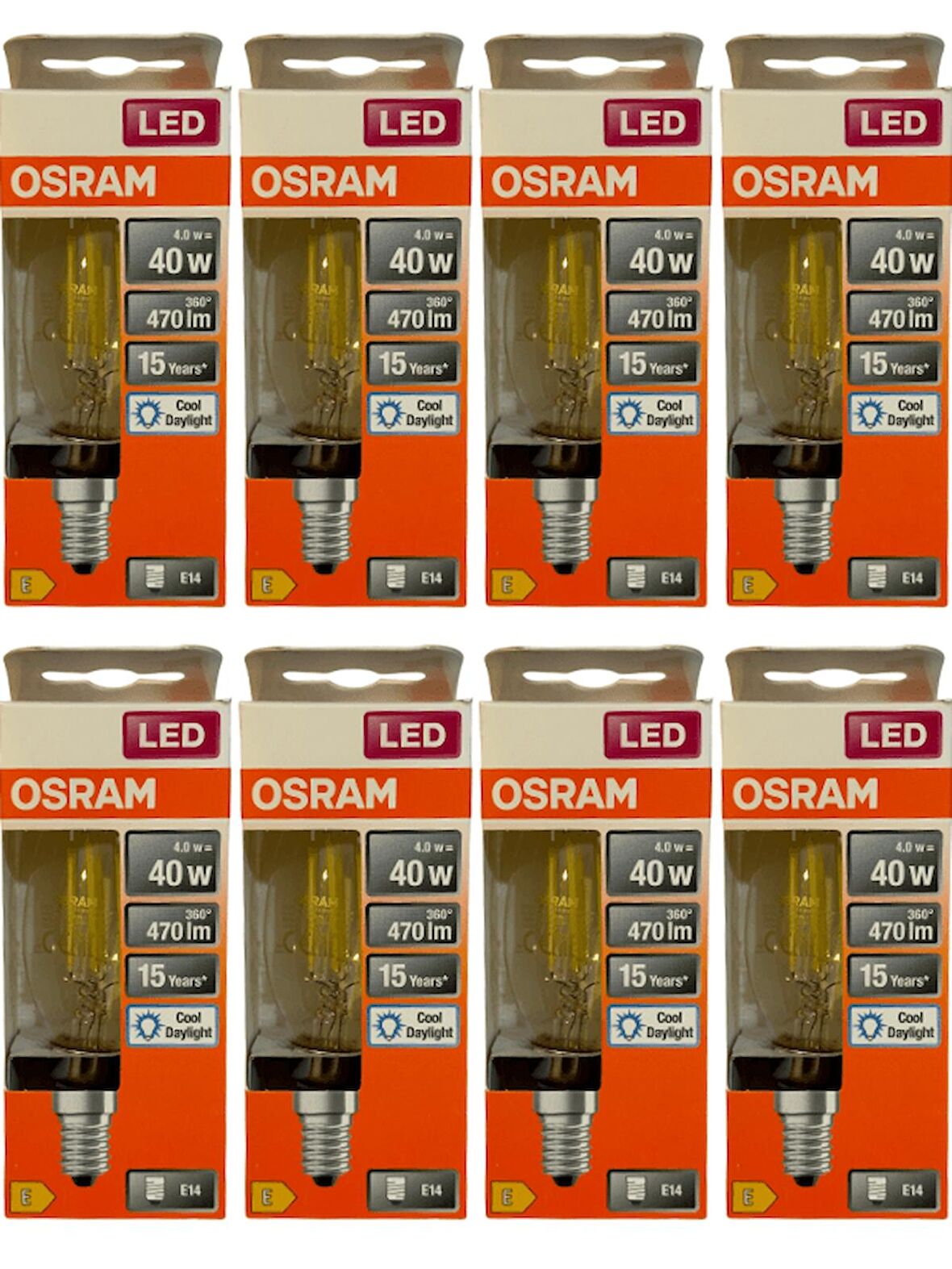 Osram 4W (40W) 6500K (Beyaz Işık) E14 Duylu Eski Tip Görünümlü Led Ampul (8 Adet)