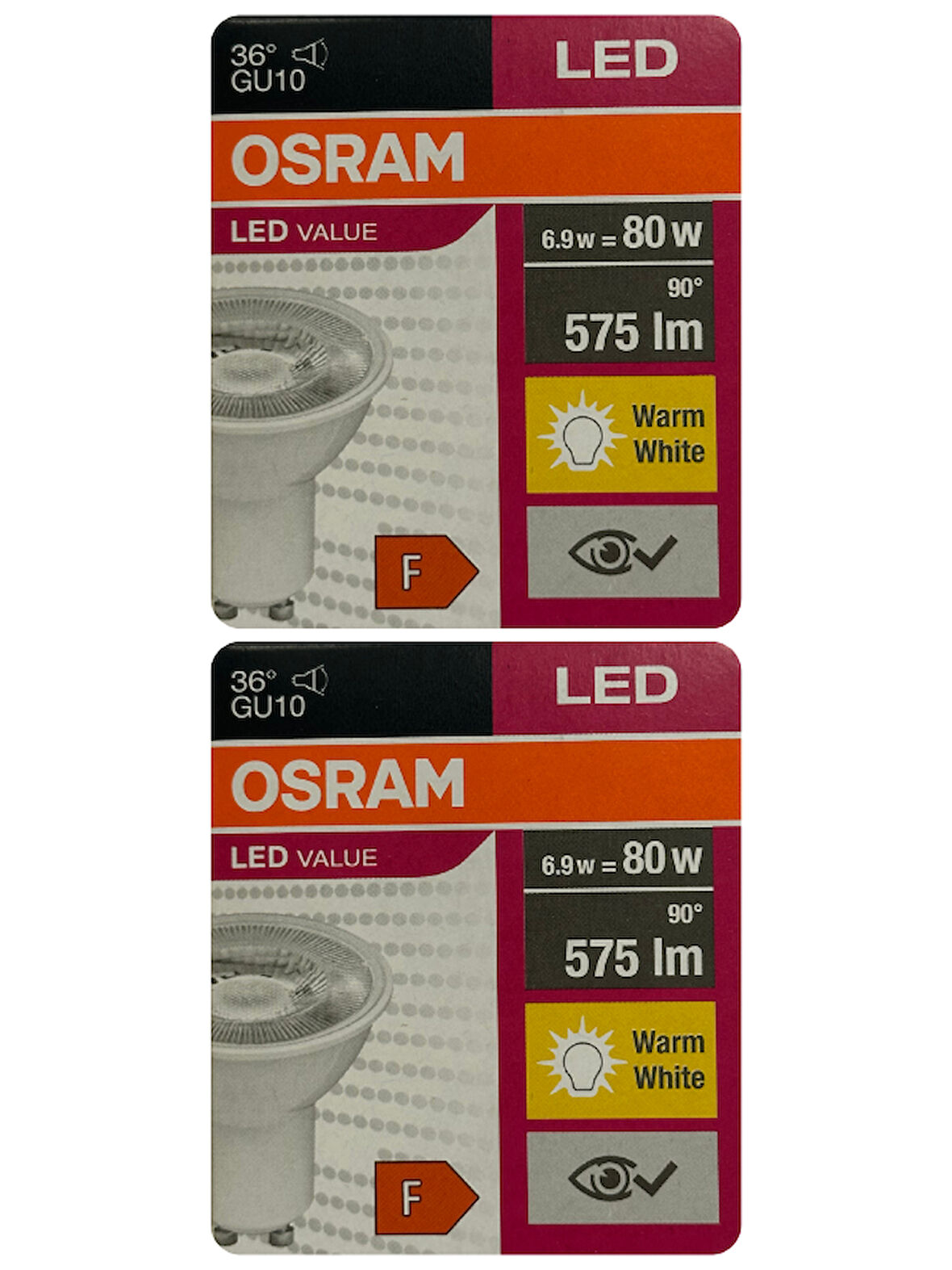 (2 Adet) Osram 6.9W (80W) 2700K (Sarı Işık) GU10 Duylu Led Spot Ampul