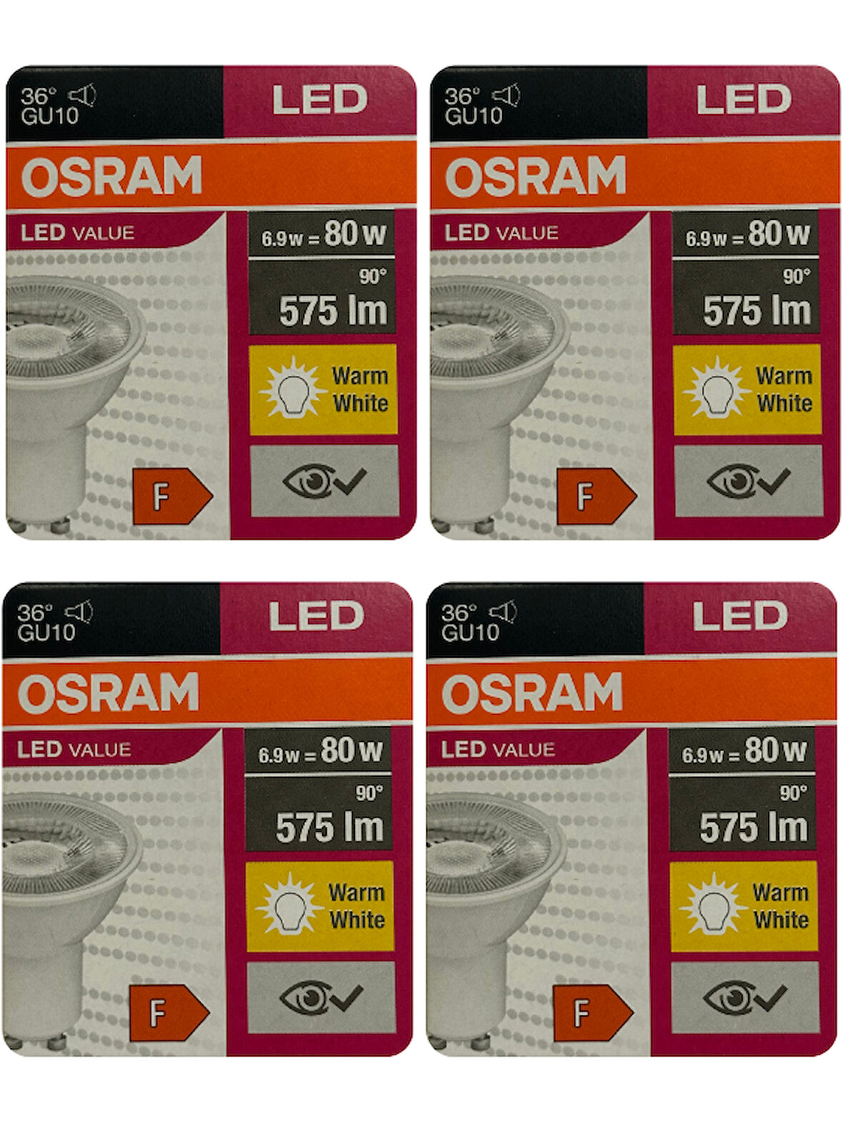 (4 Adet) Osram 6.9W (80W) 2700K (Sarı Işık) GU10 Duylu Led Spot Ampul