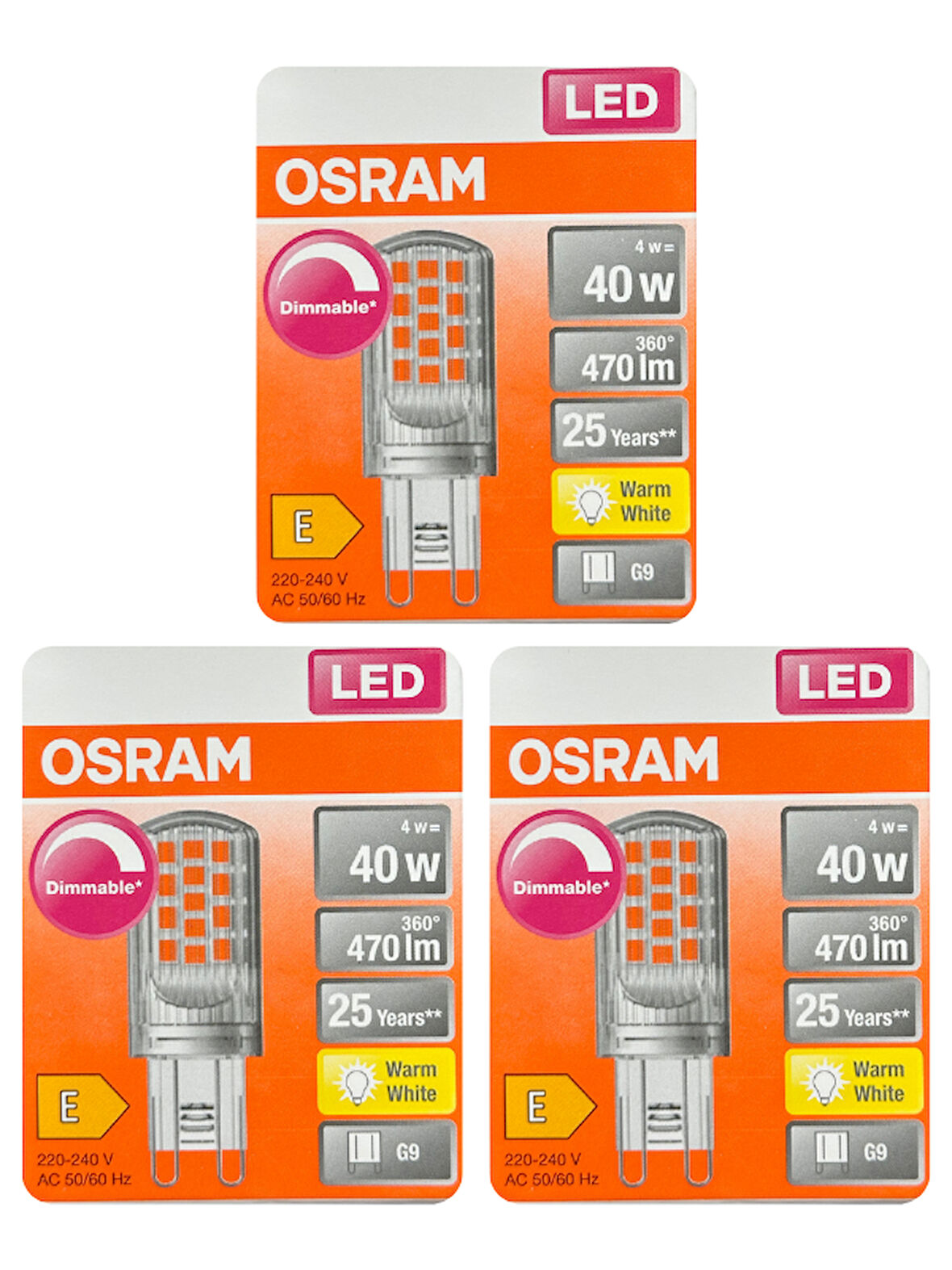 Osram 4W (40W) 2700K (Sarı Işık) G9 Duylu Dim Edilebilir Led Kapsül Ampul (3 Adet)