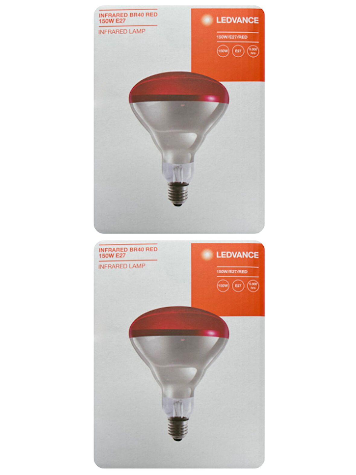 (2 Adet) Osram Ledvance 150W (Kırmızı Işık) İnfrared Isıtıcılı Lamba E27 Duylu (Kalın Duy)