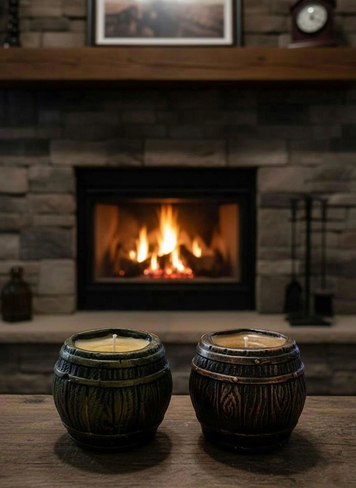 Fıçı Model Mumluk ve Mum Seti