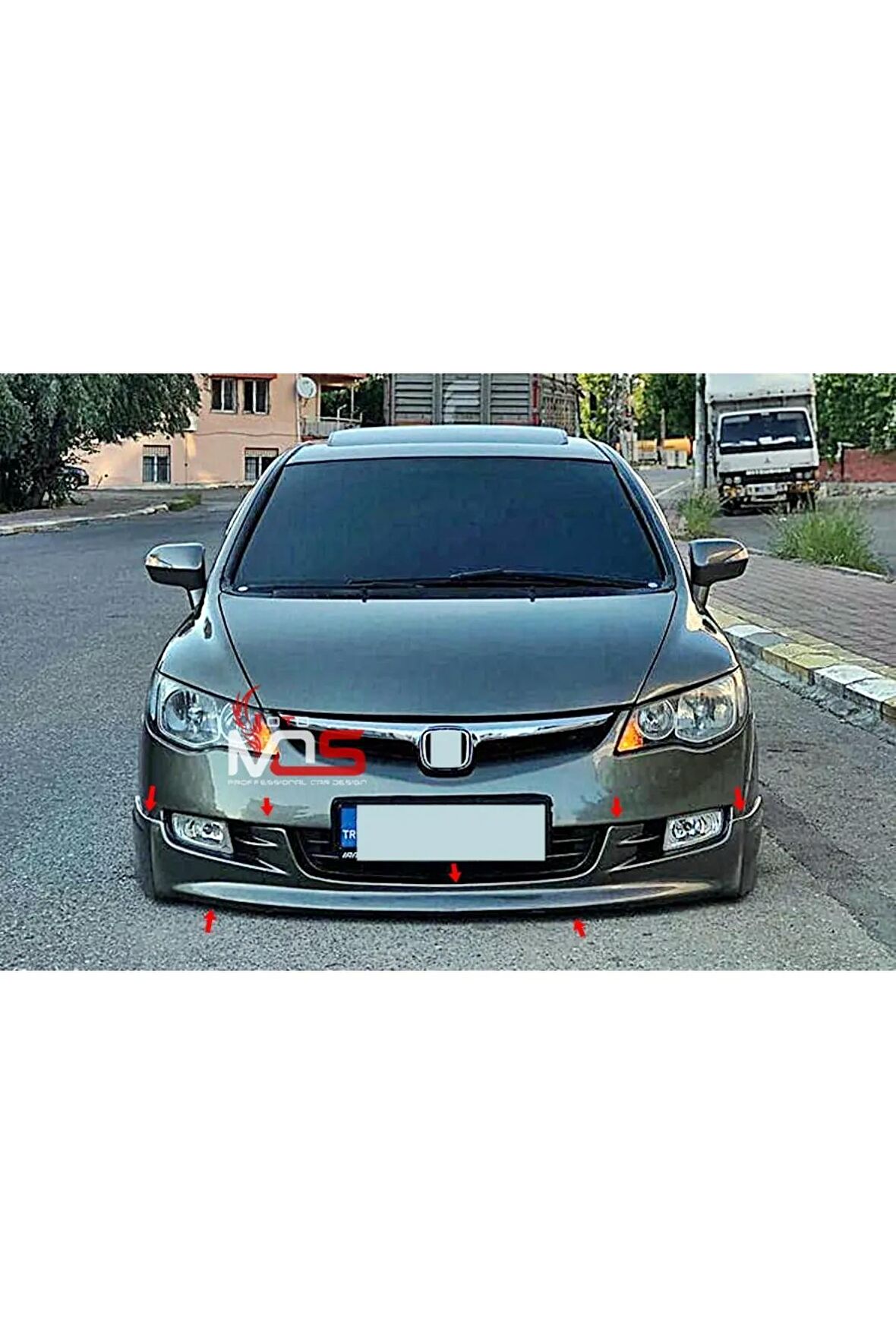 HONDA CİVİC FD6 Uyumlu ÖN TAMPON EKİ KARLIK MAKYAJSIZ KASA FİBERGLASS BOYASIZ