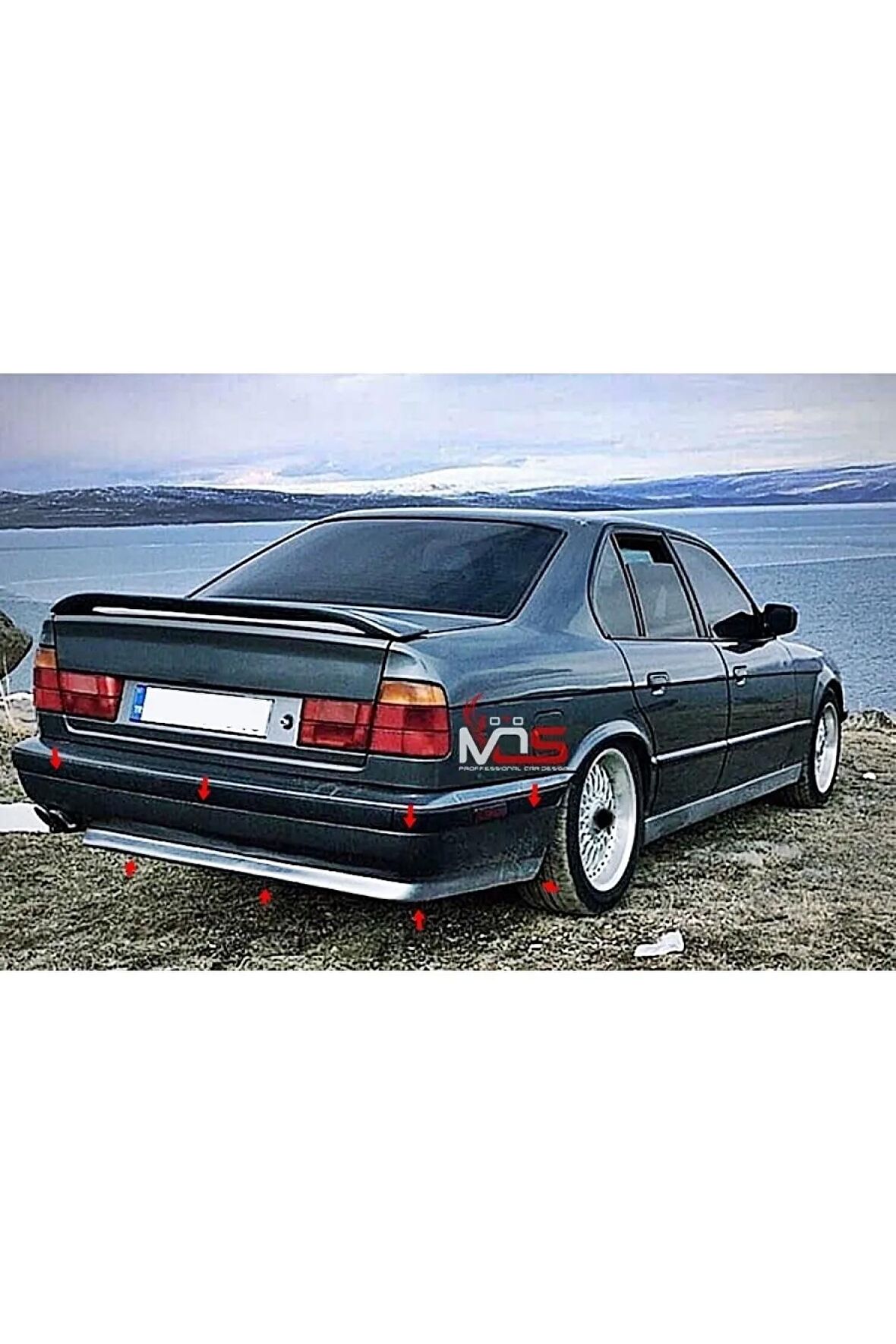 BMW E34 M5 ARKA TAMPON uyumlu    EKİ KARLIK FİBERGLASS BOYASIZ