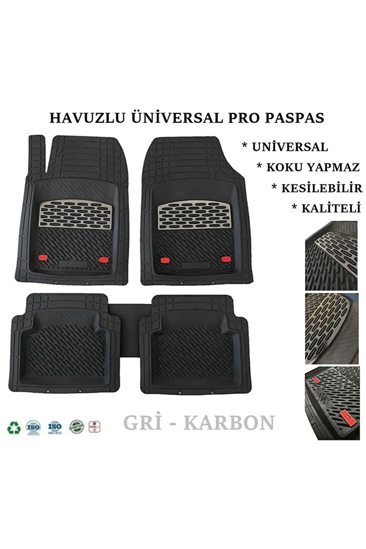 Suzuki Swift 2023 4d Havuzlu Üniversal Yeni Nesil Pro Paspas Siyah - Gri