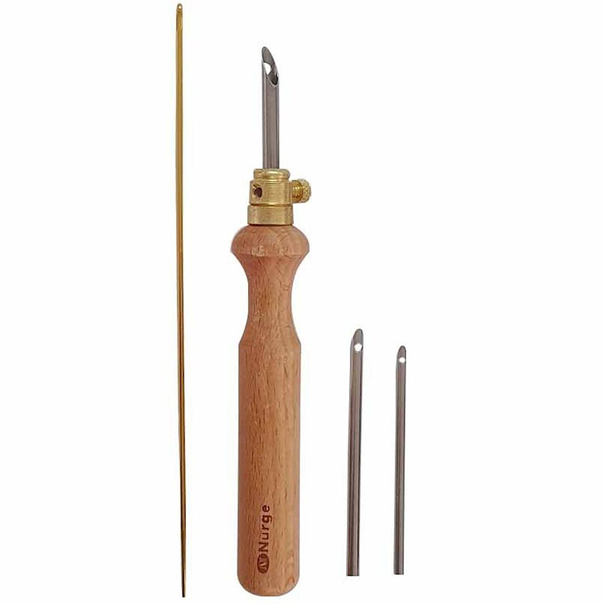 Nurge Ahşap Punch İğnesi ( 3 İğne Ve İplik Geçirici ) 240-12