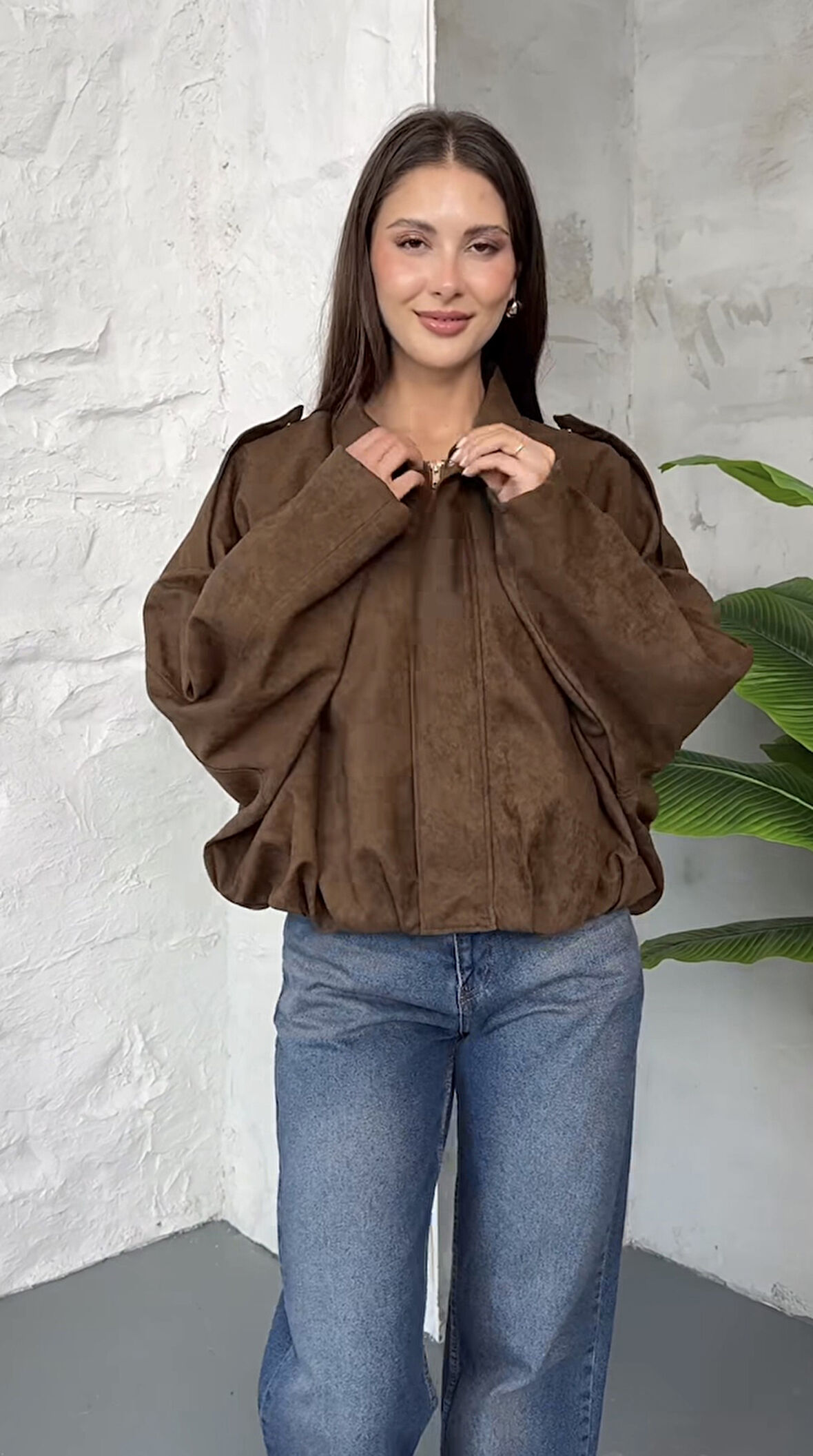 Prifaldi Premium Oversize Süet Bomber Ceket