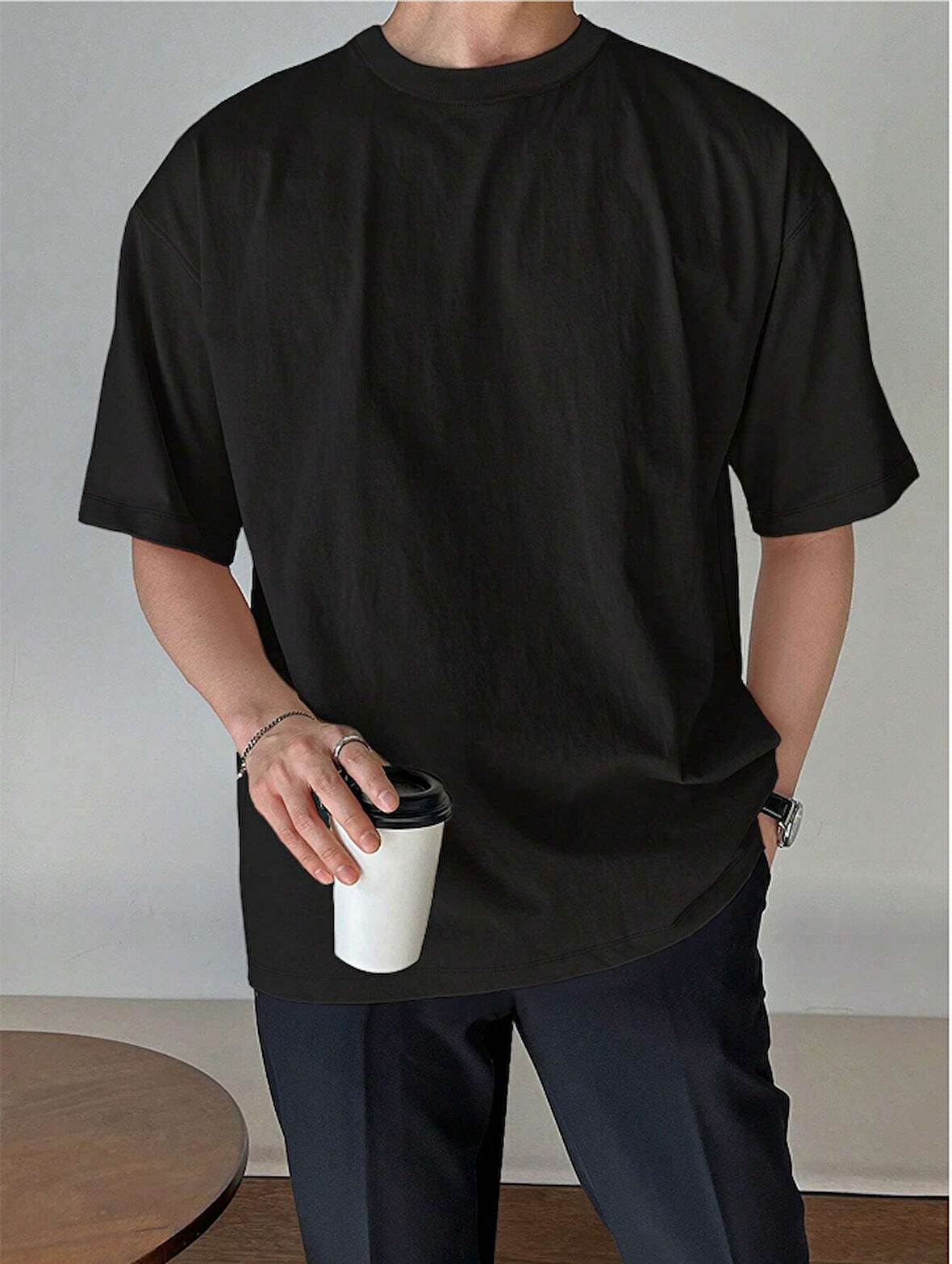Erkek Bisiklet Yaka %100 Pamuk T-Shirt