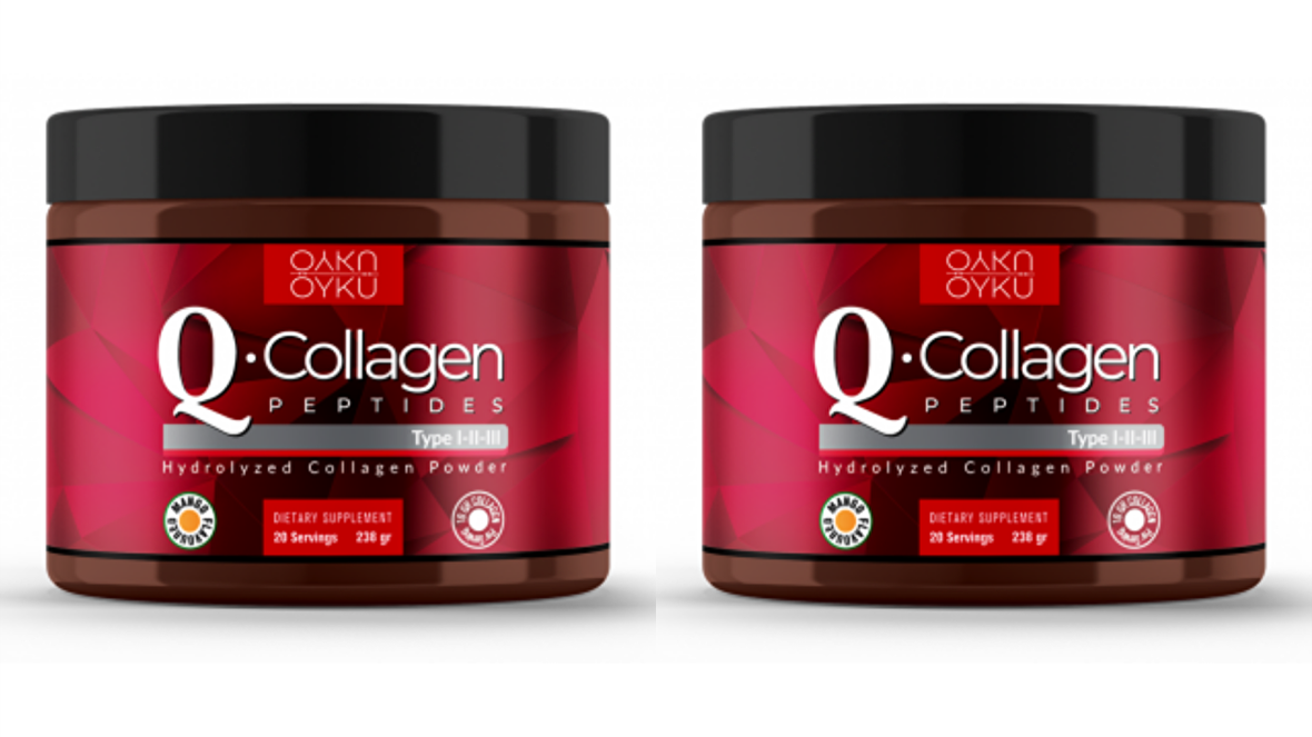 Öykü Q-COLLAGEN / Collagen / Kolajen / Tip 1-2-3 Vitamin C (238gr Toz) 2 Kutu / İlaç Kutusu Hediye