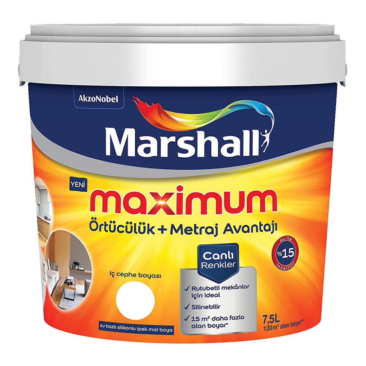 Marshall Maximum Silikonlu İpek Mat Buz Beyazı 7,5 Lt. (10 Kg)