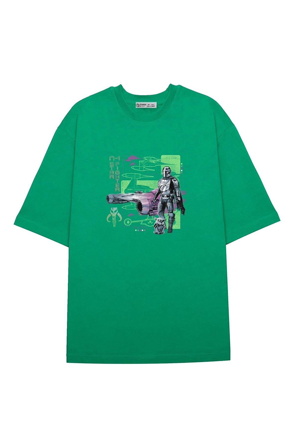 Unisex Oversize T-shirt The Mandalorian Starfighter Outline