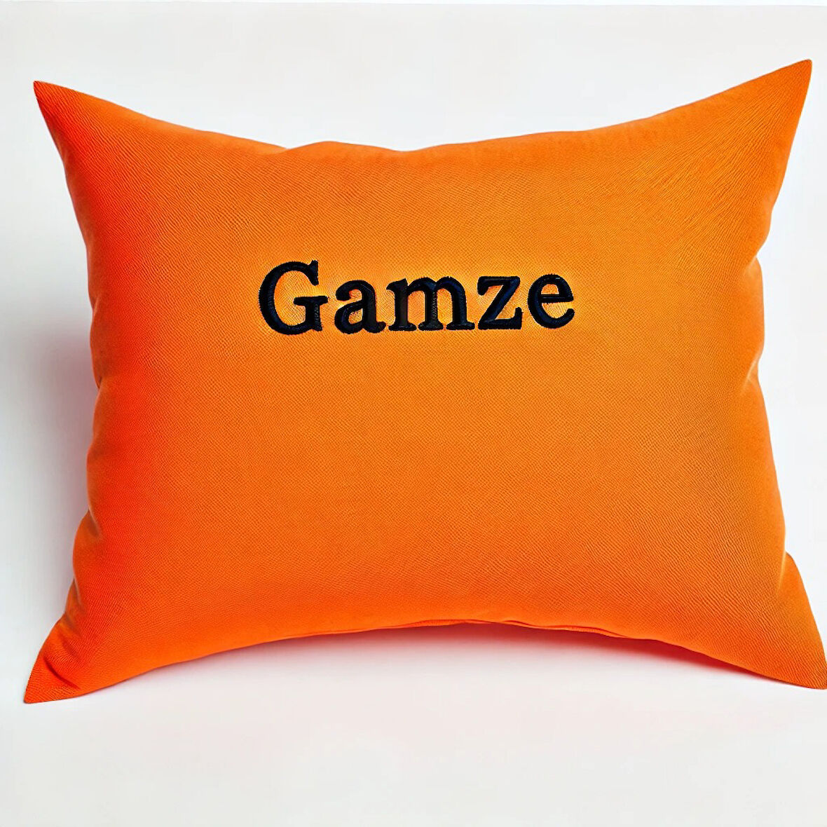 Demor Home Kişiye Özel Nakışlı Soft Series Portakal Rengi Kırlent, Yastık Kılıfı