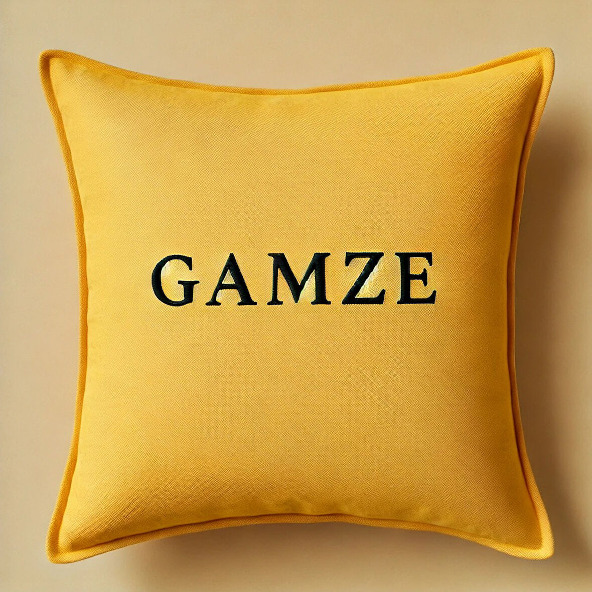 Favolli Kişiye Özel Nakışlı Home Daily Series Güneş Sarısı Rengi Kırlent Yastık Kılıfı