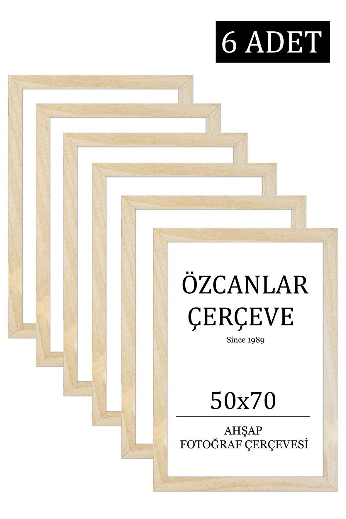 6 'lı  Takım Ahşap Çerçeve  Ahşap Resim Çerçevesi  50x70 Doğal Ahşap Çerçeve Ham Ahşap