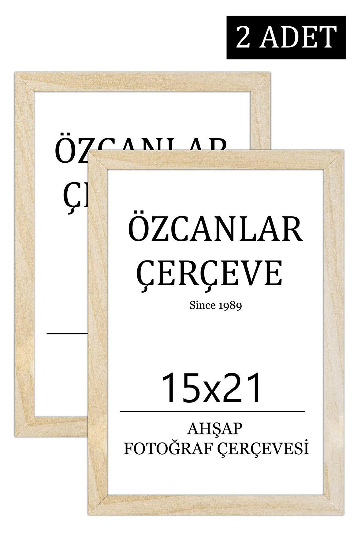 2 'li  Takım Ahşap Çerçeve  Ahşap Resim Çerçevesi  15X21 Doğal Ahşap Çerçeve Ham Ahşap