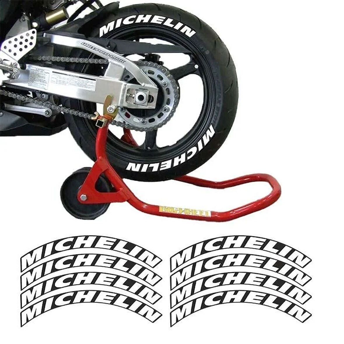 GOGO 8 Adet Michelin Motosiklet Ve Otomobil Uyumlu Michelin Lastik Yazısı Sticker Arma