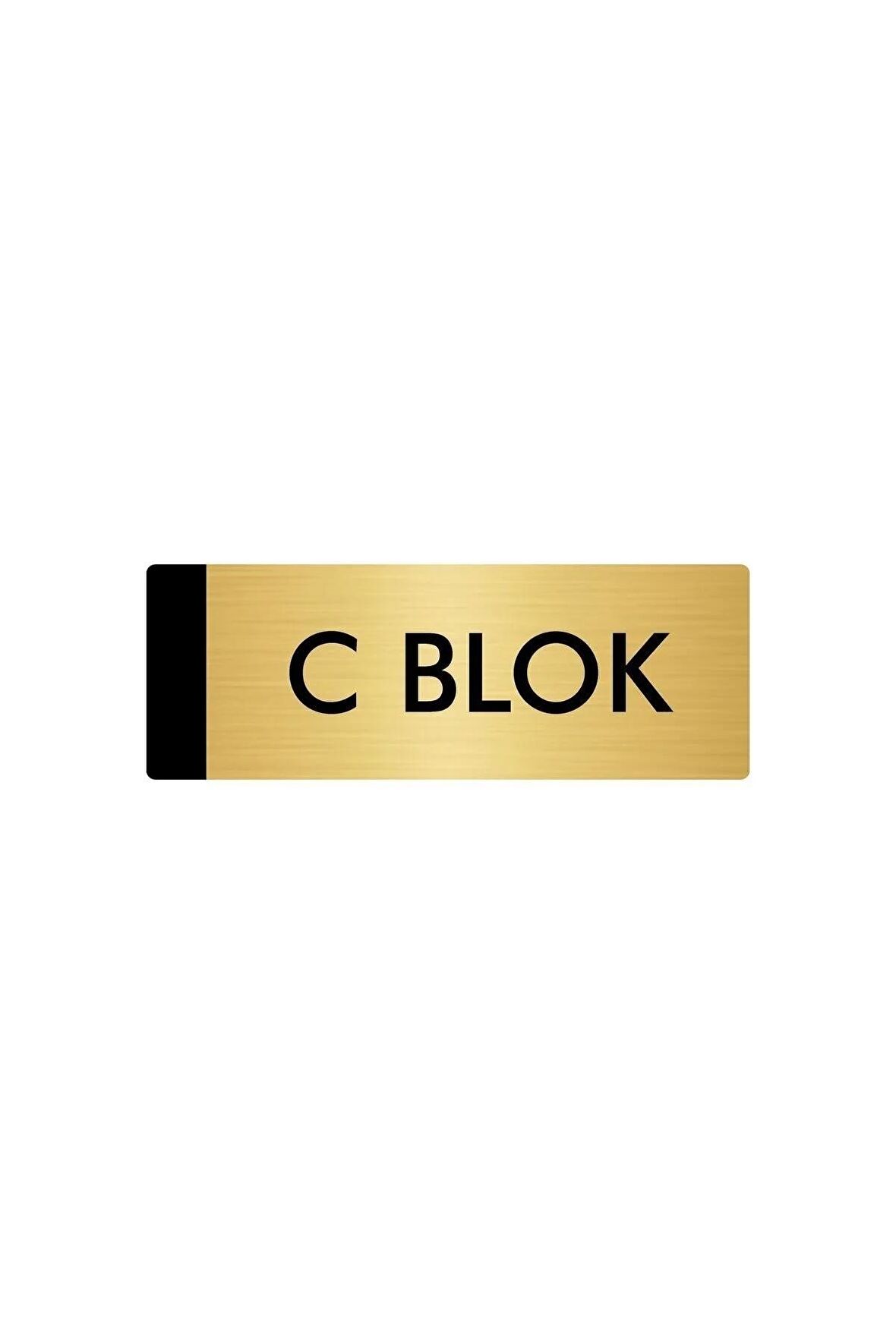 Metal Yönlendirme Levhası, Departman Kapı Isimliği C Blok 7X20 Cm Altın Renk
