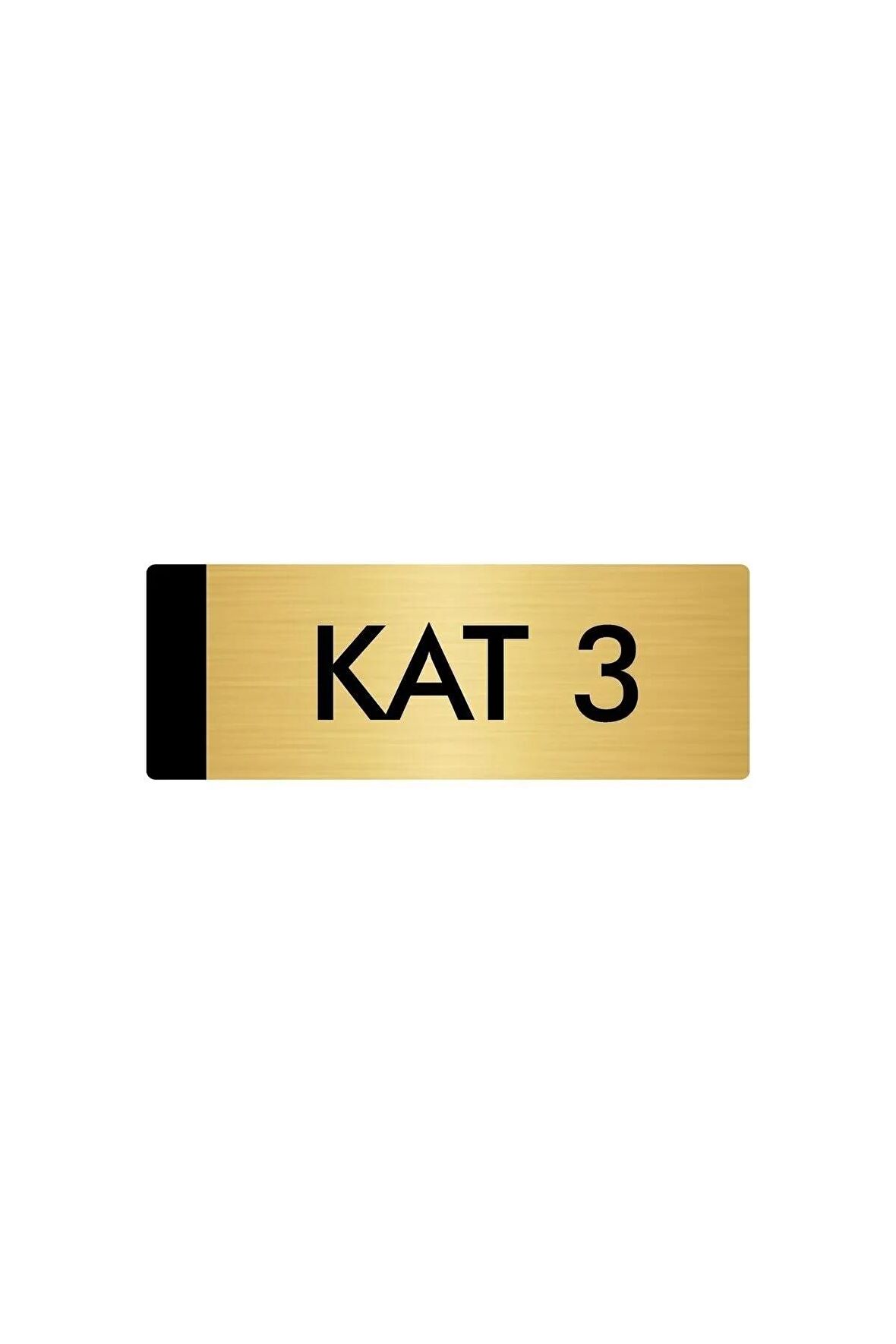 Metal Yönlendirme Levhası, Departman Kapı Isimliği Kat 3 5x20 Cm Altın Renk