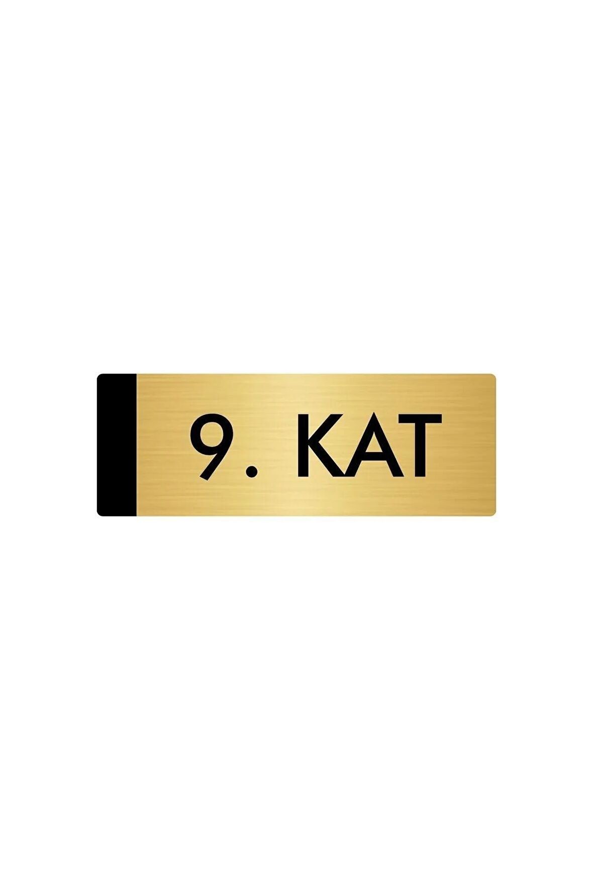 Metal Yönlendirme Levhası, Departman Kapı Isimliği 9. Kat 7X20 Cm Altın Renk