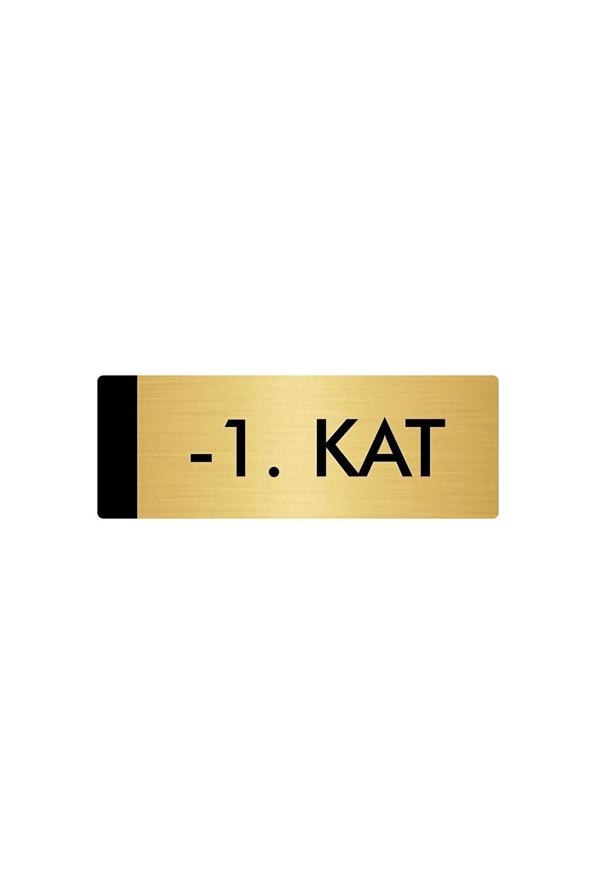 Metal Yönlendirme Levhası, Departman Kapı Isimliği -1. Kat 7X20 Cm Altın Renk