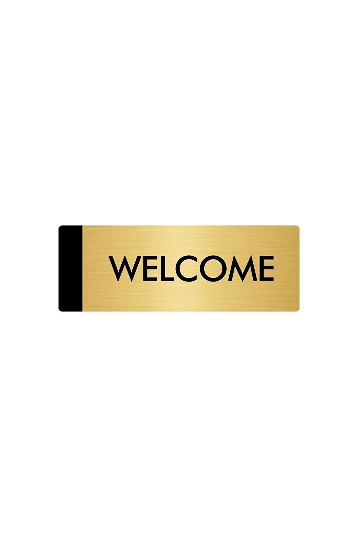 Metal Yönlendirme Levhası, Departman Kapı Isimliği Welcome 5x20 Cm Altın Renk