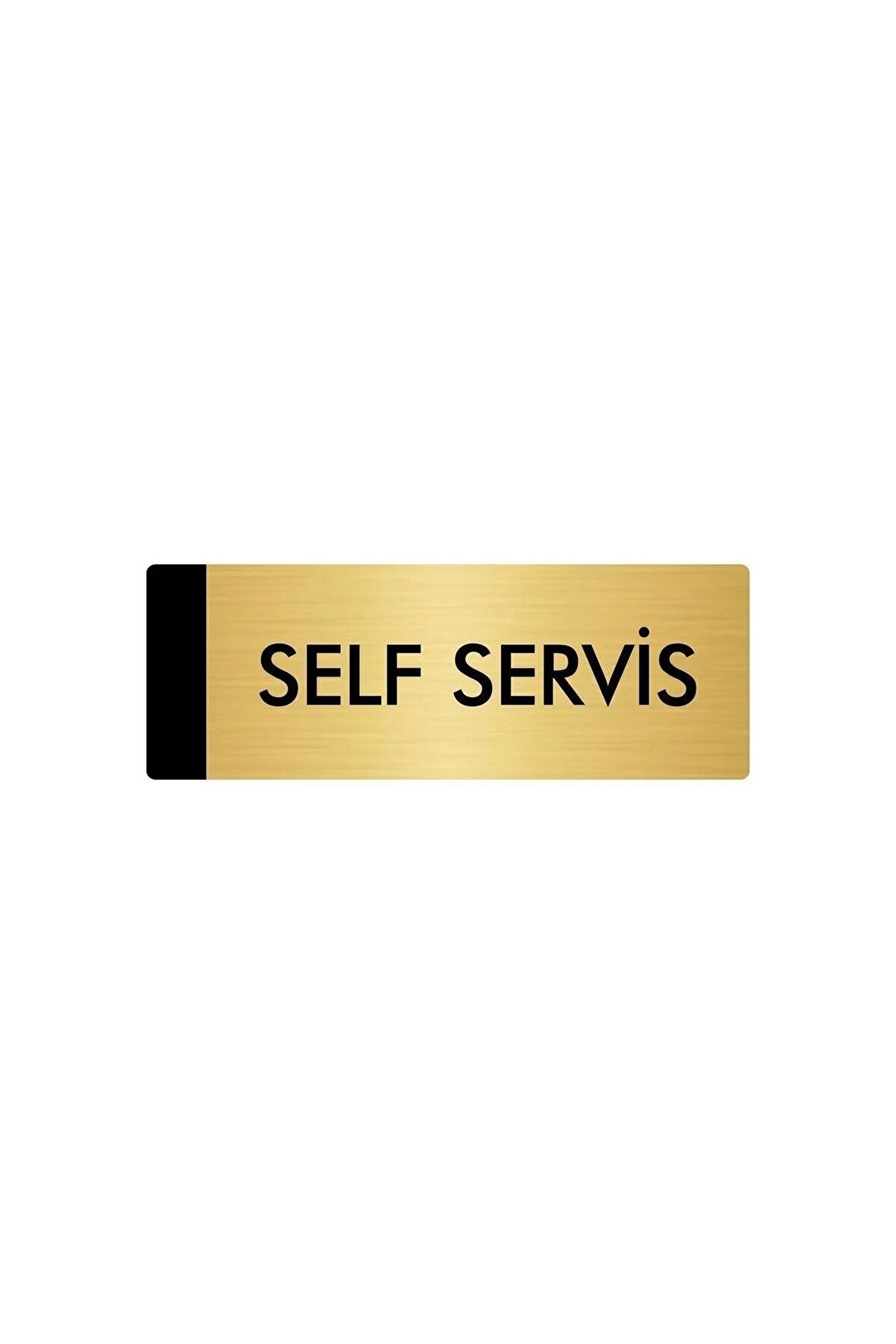 Metal Yönlendirme Levhası, Departman Kapı Isimliği Self Servis 5x20 Cm Altın Renk