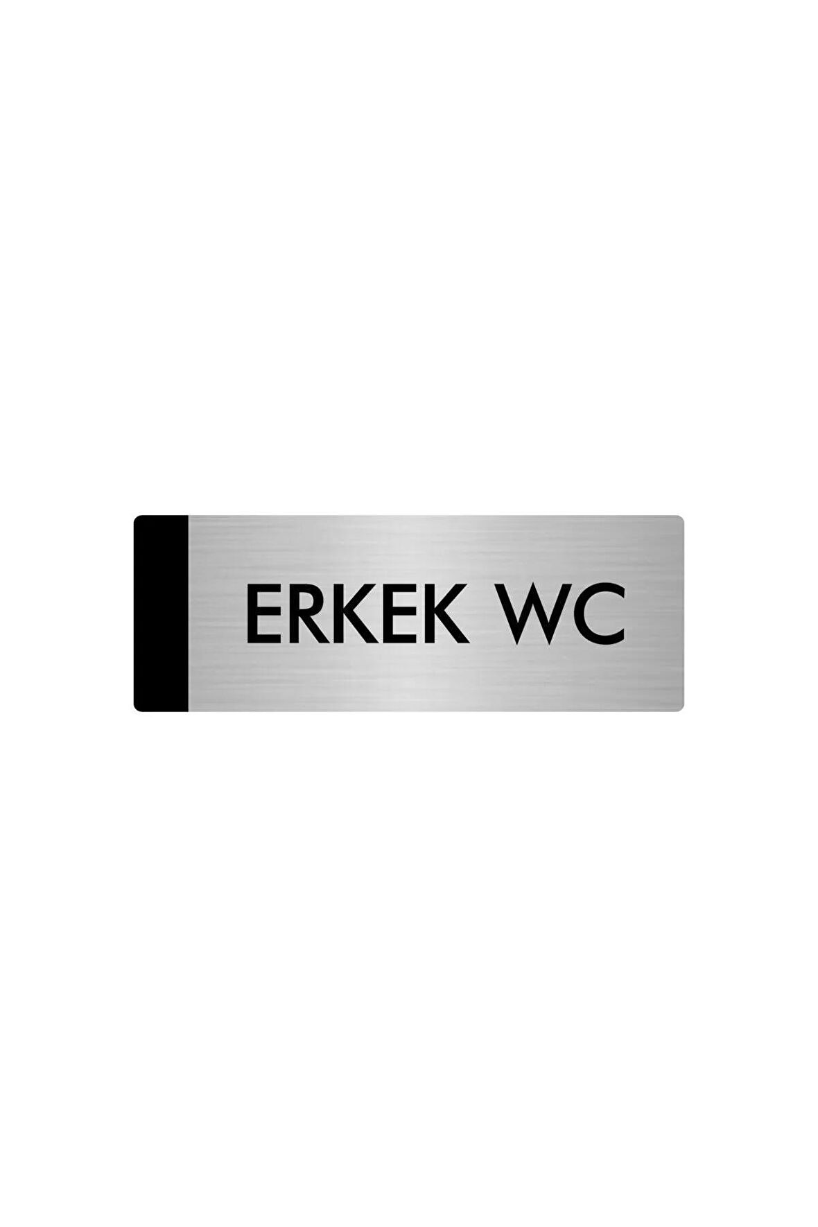 Metal Yönlendirme Levhası, Departman Kapı Isimliği Erkek Wc 7X20 Cm Gümüş Renk