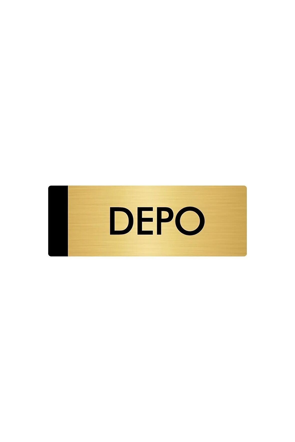 Metal Yönlendirme Levhası, Departman Kapı Isimliği Depo 5x20 Cm Altın Renk