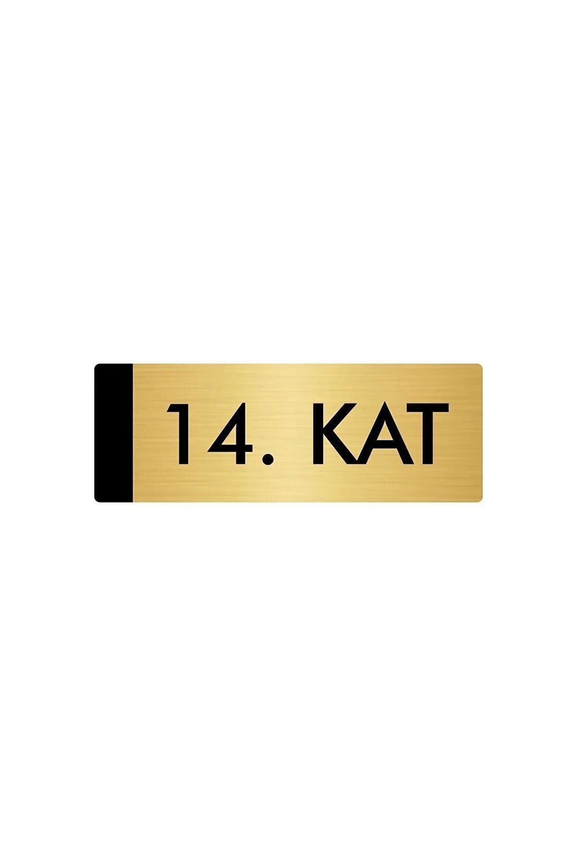 Metal Yönlendirme Levhası, Departman Kapı Isimliği 14. Kat 7X20 Cm Altın Renk