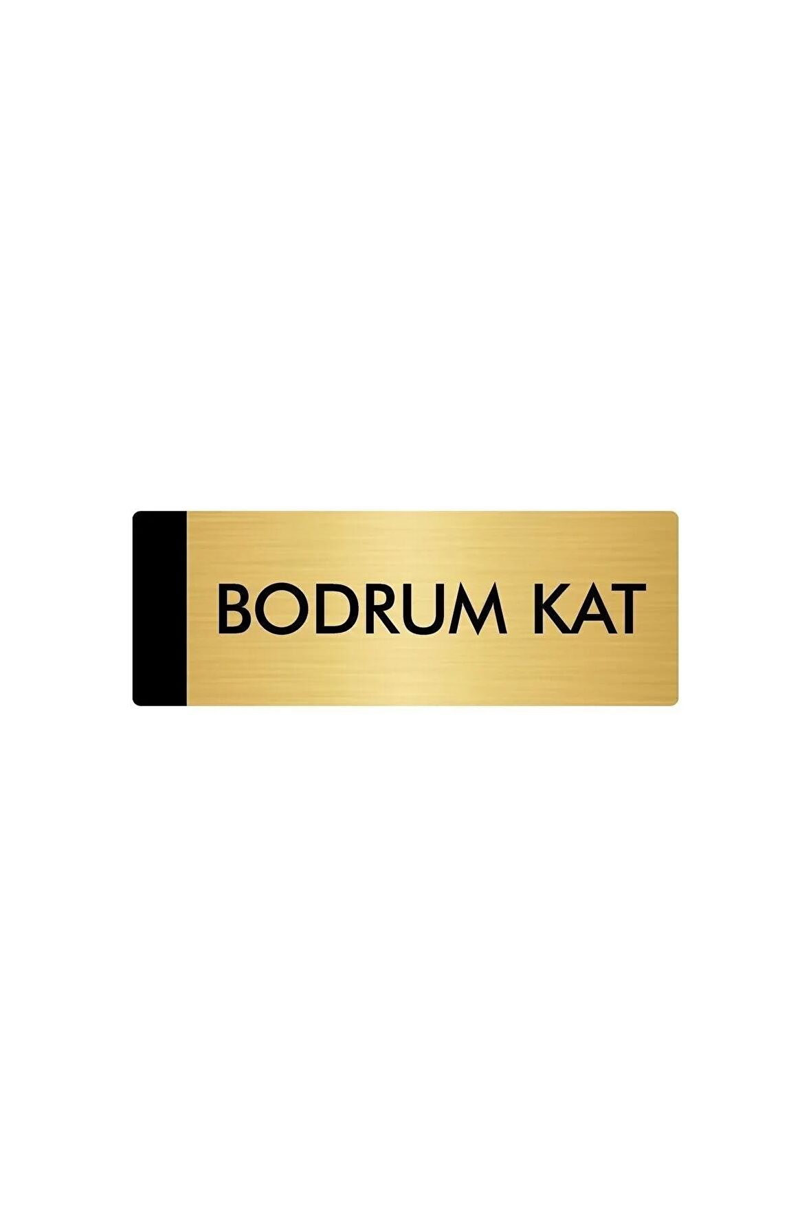 Metal Yönlendirme Levhası, Departman Kapı Isimliği Bodrum Kat 5x20 Cm Altın Renk