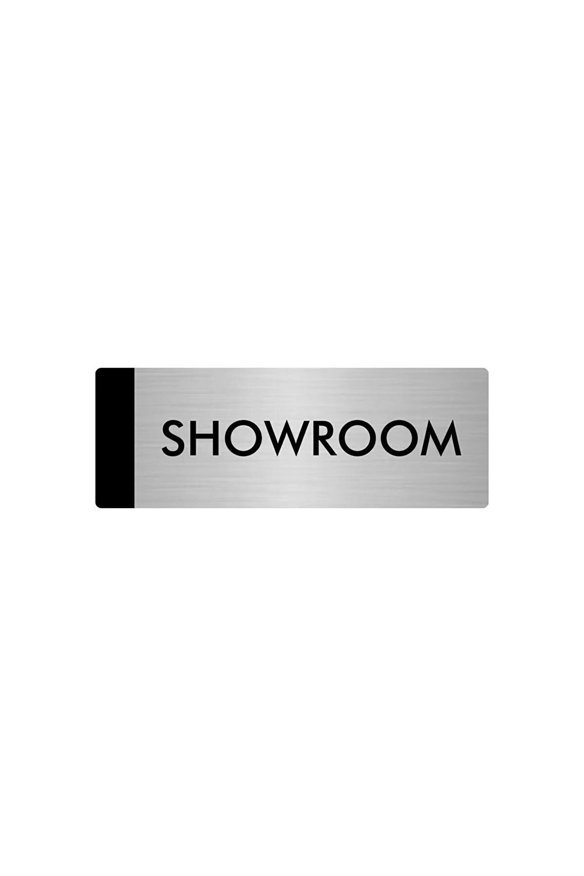 Metal Yönlendirme Levhası, Departman Kapı Isimliği Showroom 5x20 Cm Gümüş Renk