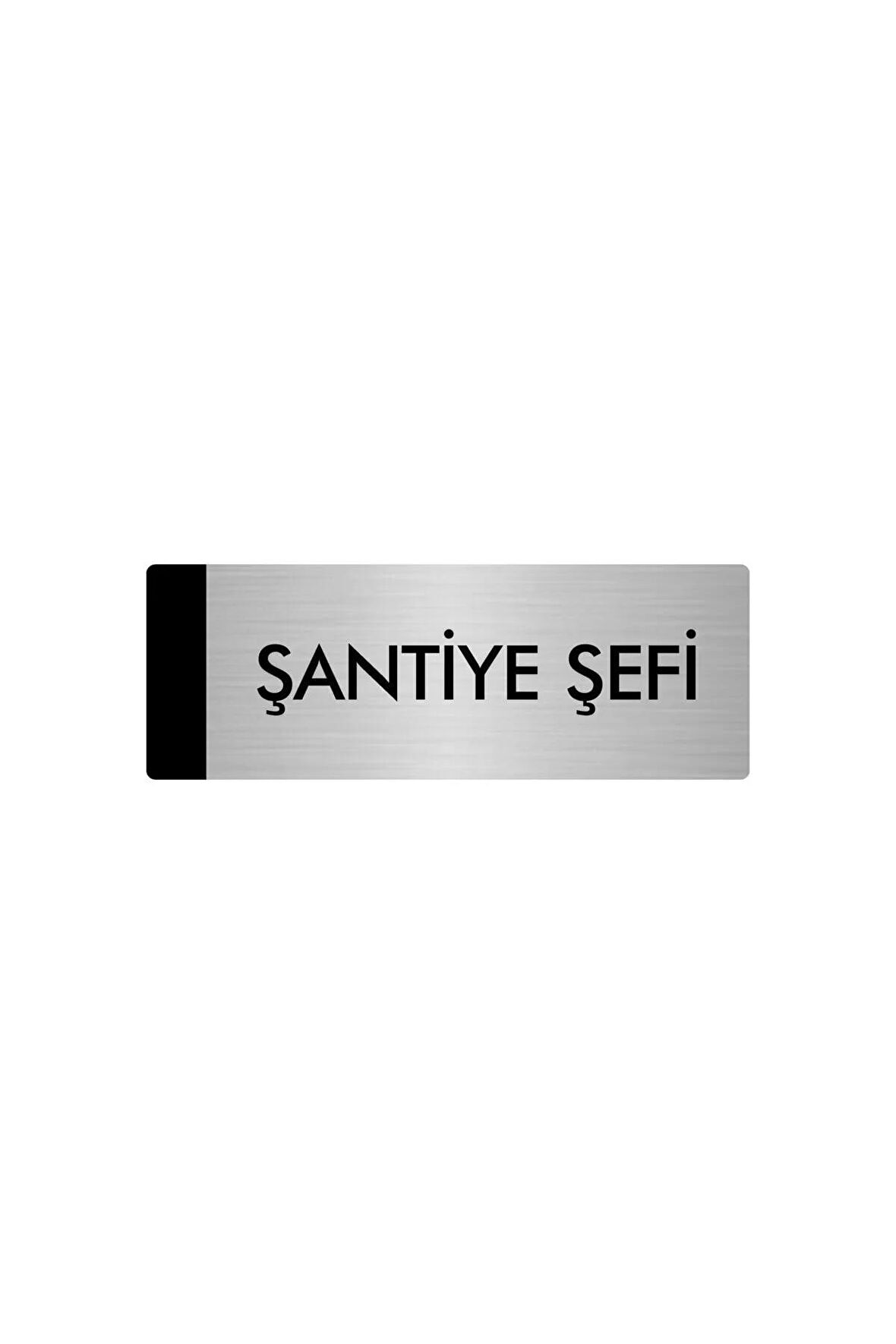 Metal Yönlendirme Levhası, Departman Kapı Isimliği Şantiye Şefi 10X20 Cm Gümüş Renk