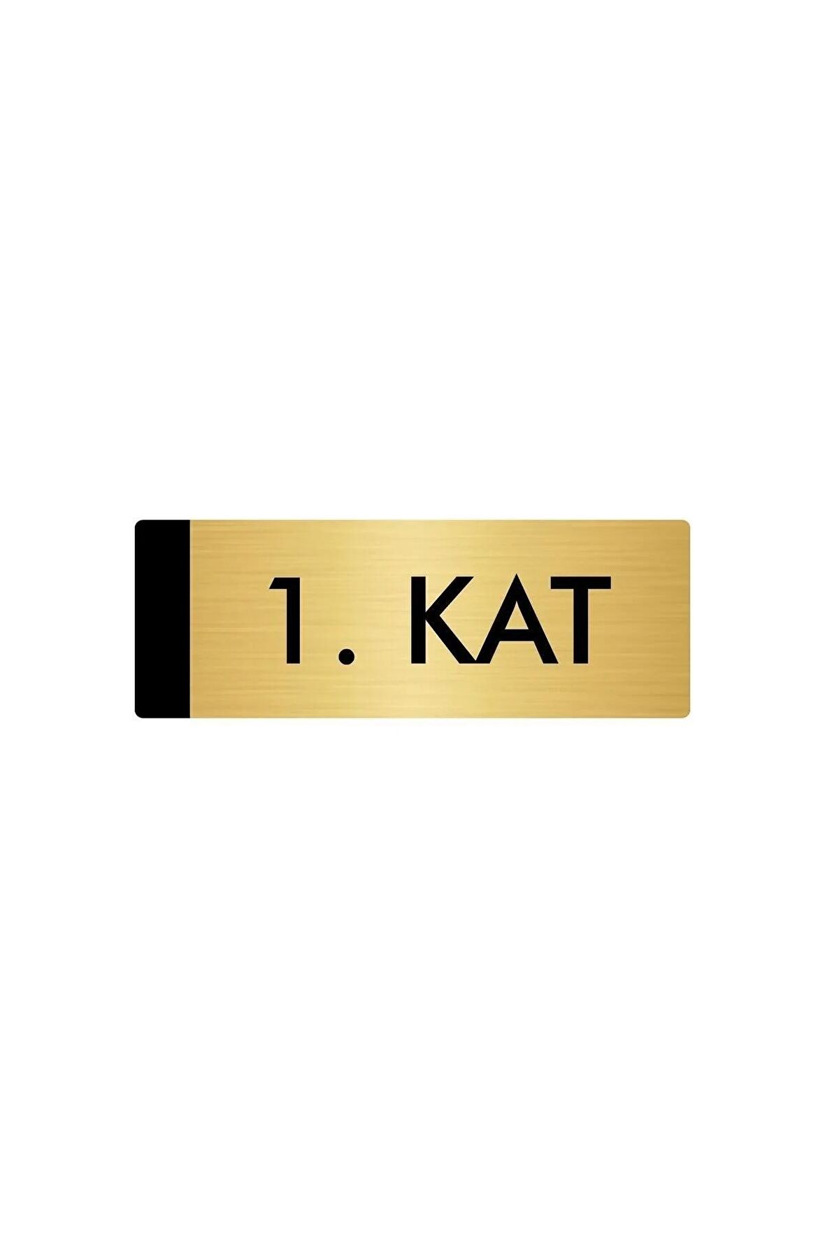 Metal Yönlendirme Levhası, Departman Kapı Isimliği 1. Kat 5x20 Cm Altın Renk