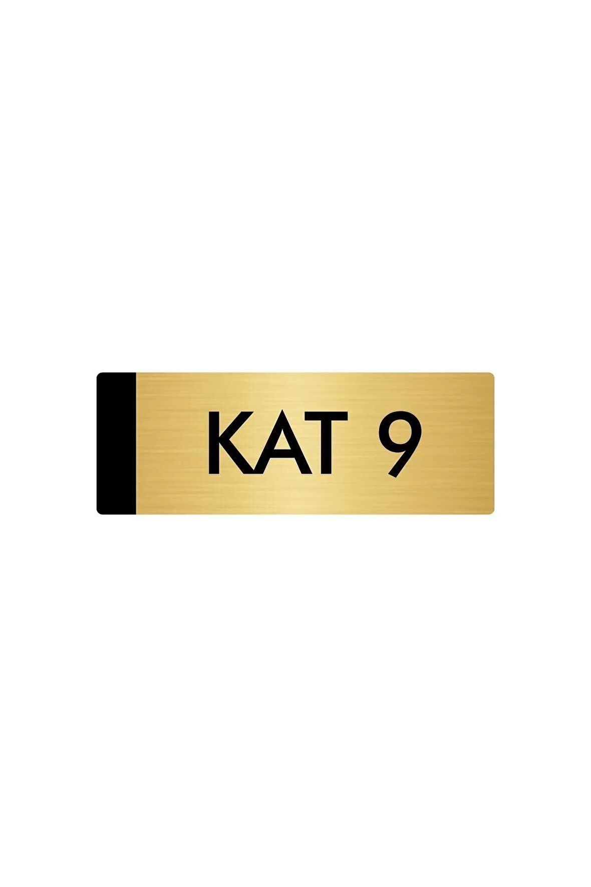 Metal Yönlendirme Levhası, Departman Kapı Isimliği Kat 9 7X20 Cm Altın Renk
