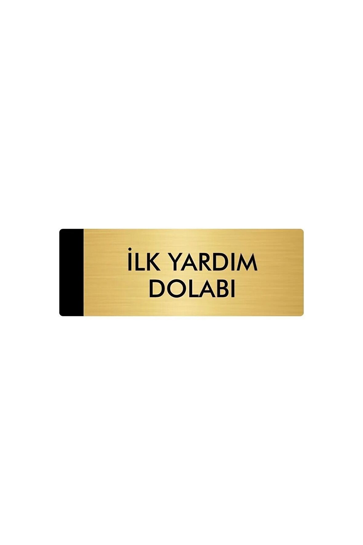 Metal Yönlendirme Levhası, Departman Kapı Isimliği İlk Yardım Dolabı 5x20 Cm Altın Renk