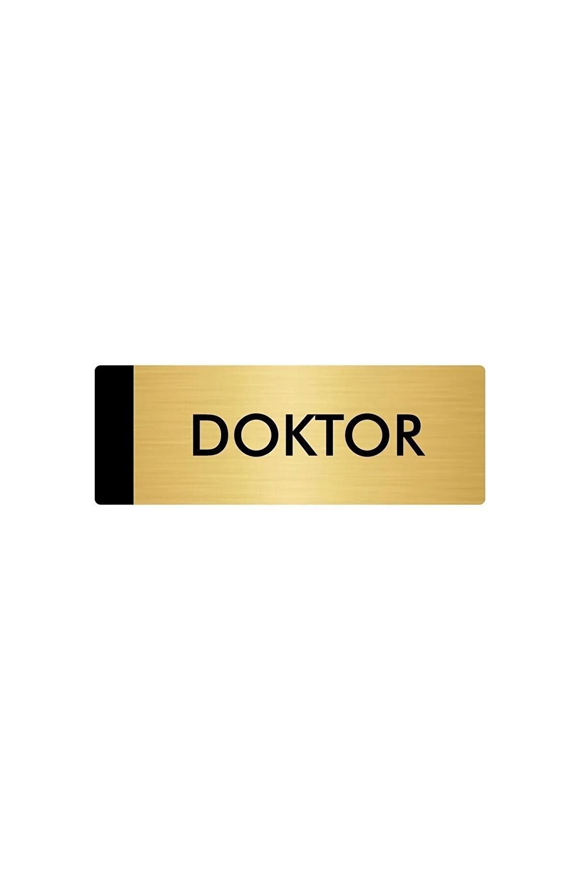 Metal Yönlendirme Levhası, Departman Kapı Isimliği Doktor 7X20 Cm Altın Renk